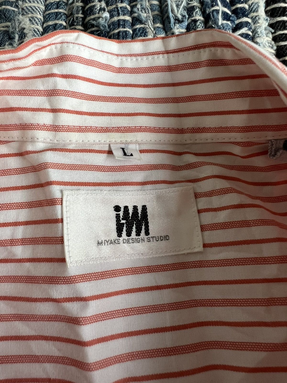 Issey Miyake × Pleats Please Issey Miyake × Vintage Vintage Issey Miyake Orange Striped Formal/Casual B/D Shirt Size US L / EU 52-54 / 3 - 6 Thumbnail