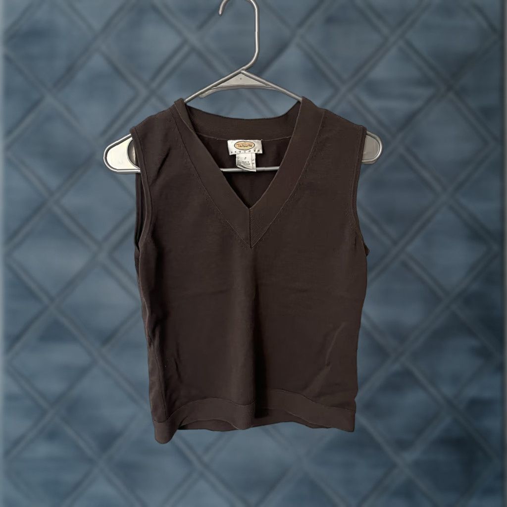 Talbots TALBOTS Women’s Stretch Pullover Vest Brown Size PP Knit Sleeveless V-Neck Regular Petite Size XXS / US 00 / IT 34 - 1 Thumbnail