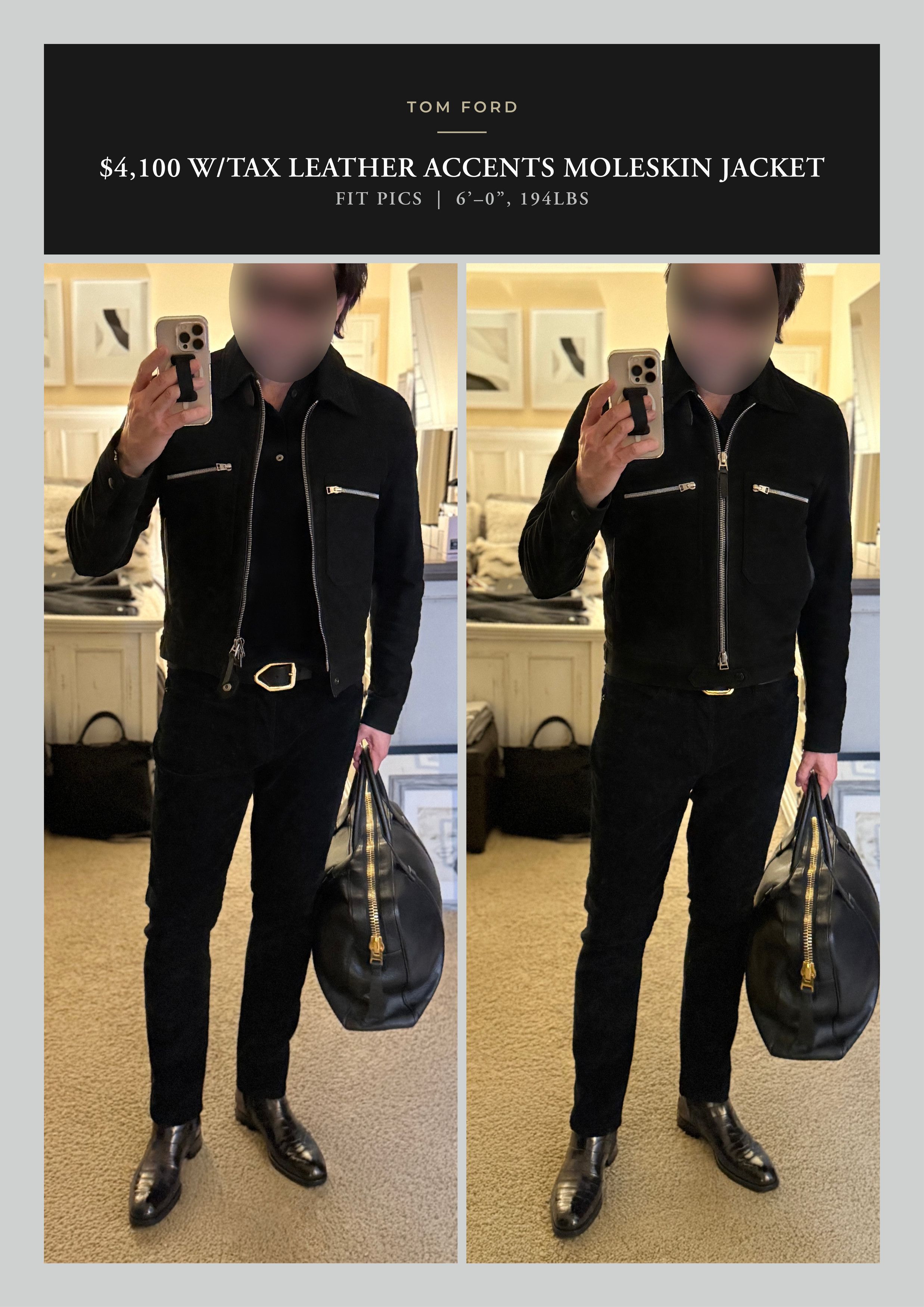 Tom Ford Coveted Ultra-Rare $4,100 w/tax Moleskin Leather Accents Size US M / EU 48-50 / 2 - 1 Thumbnail