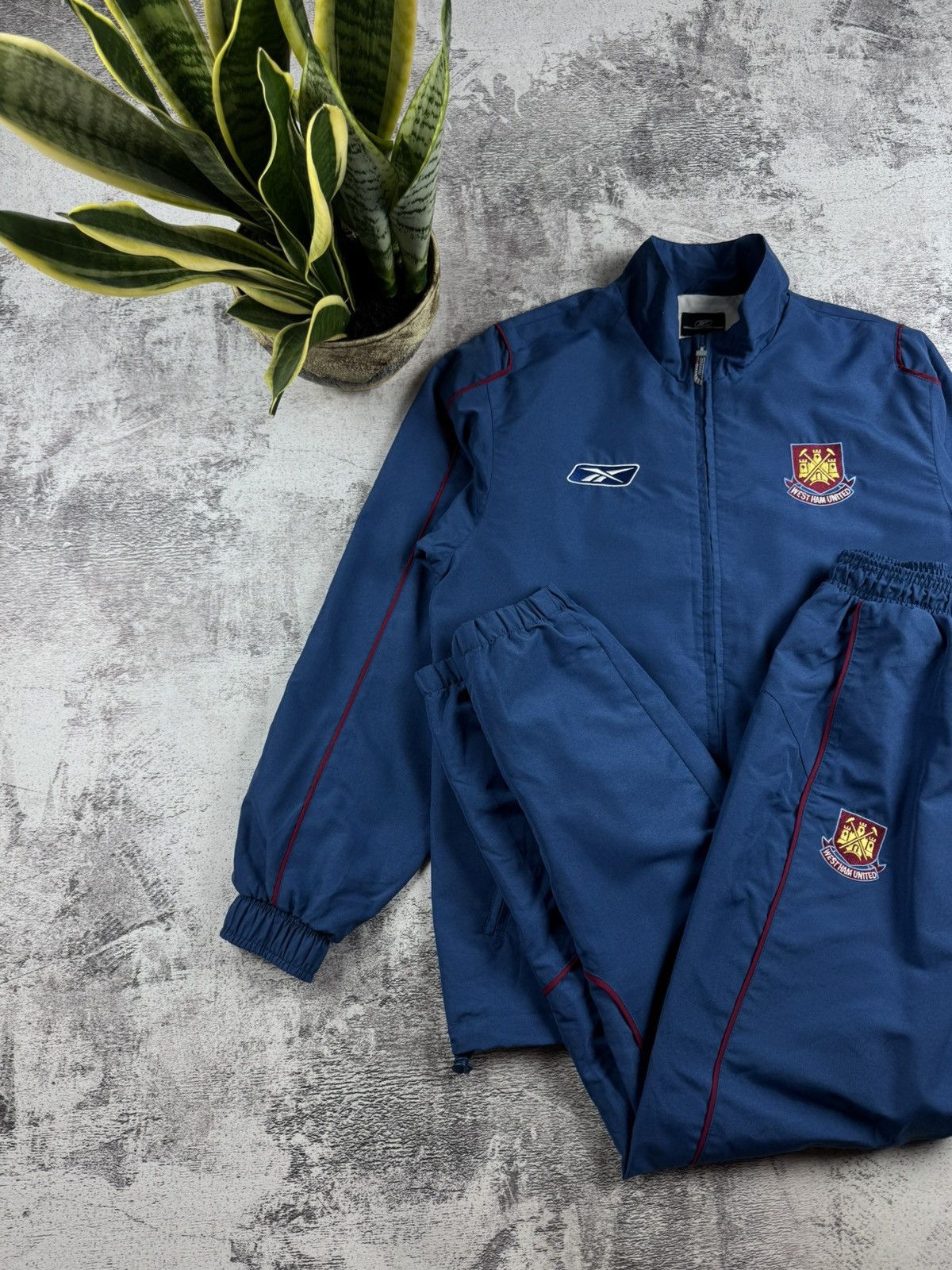 Reebok West Ham 2005 2007 Football Soccer Light Track Suit Pants Jacket Windbreaker Size US S / EU 44-46 / 1 - 4 Thumbnail