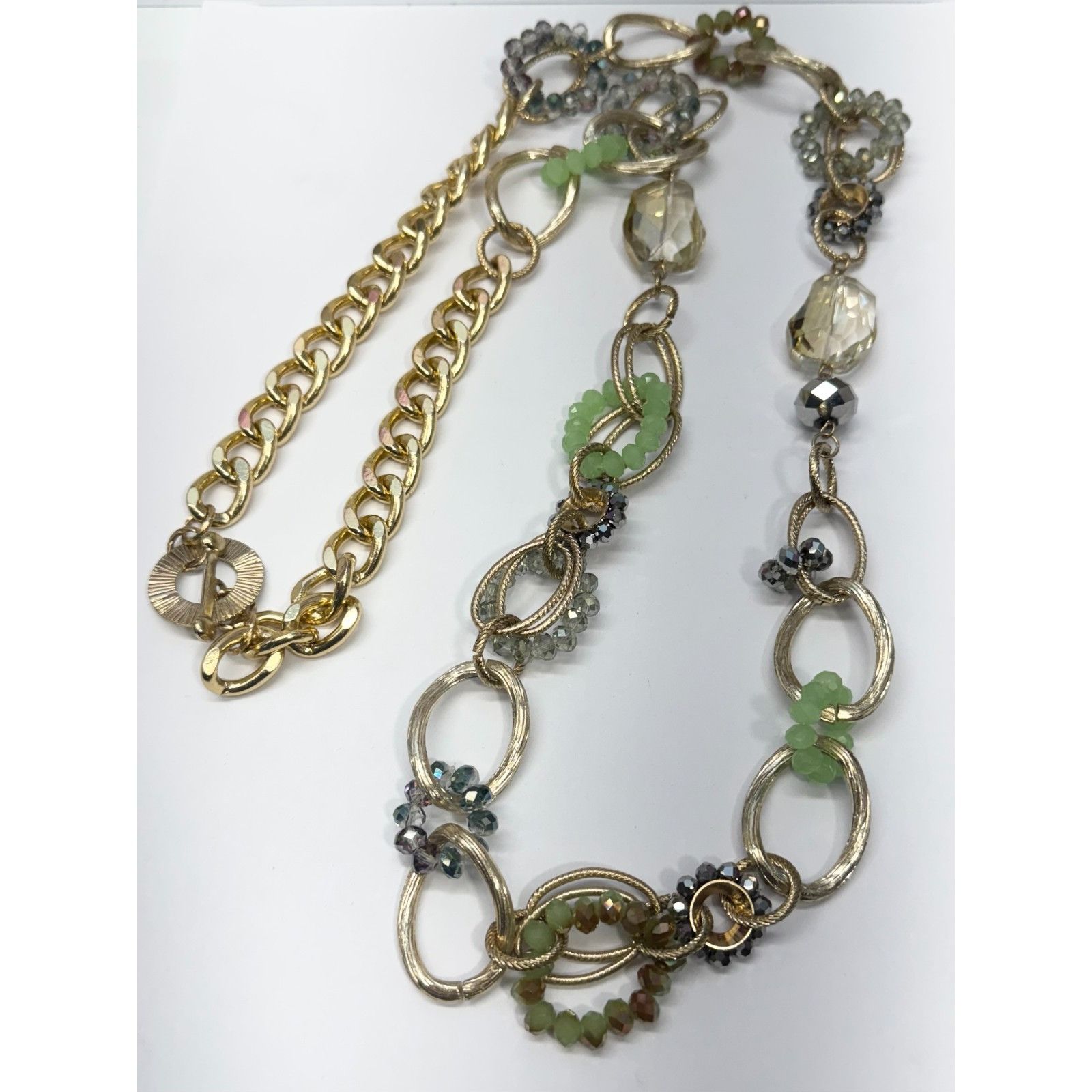 Vintage Vintage green crystal chain long necklace Size ONE SIZE - 1 Thumbnail