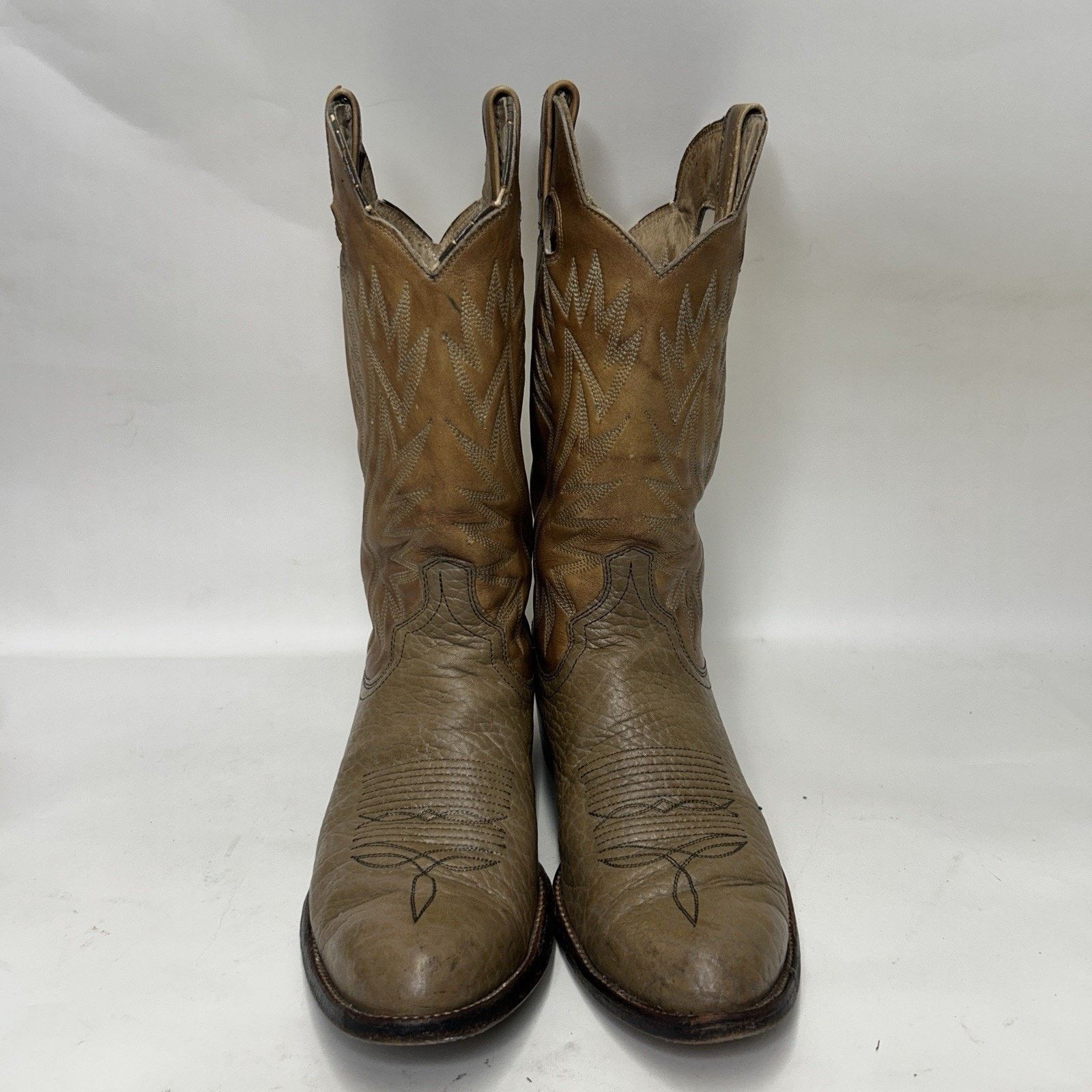 Dan Post Vintage Dan Post Bullhide Cowboy Boots Two-Tone “Tan” Size US 11 / EU 44 - 2 Thumbnail