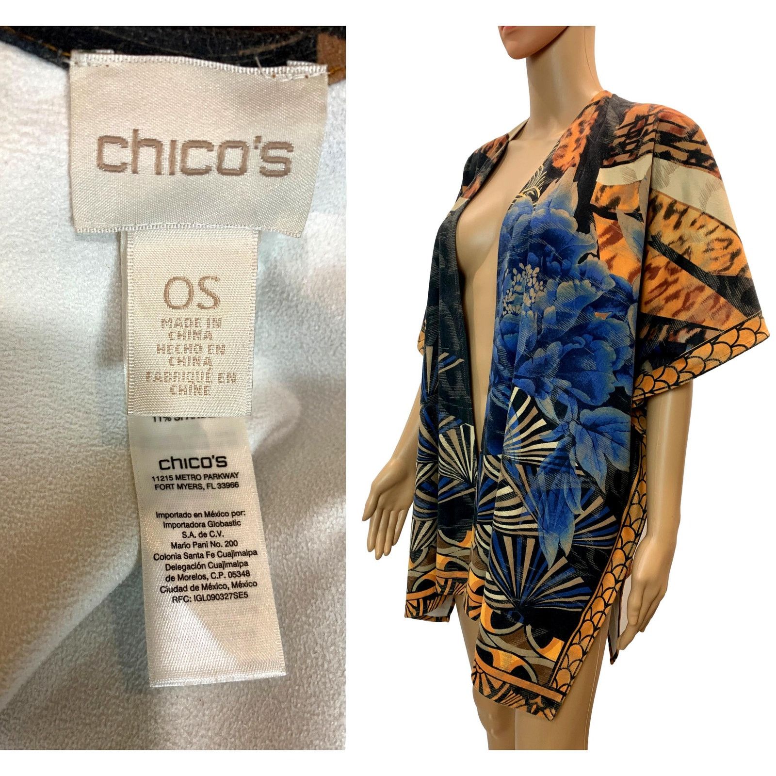 Chicos Blue & Multicolor ULTRA-SUEDE Faux Suede Oversized Ruana Size ONE SIZE - 6 Thumbnail