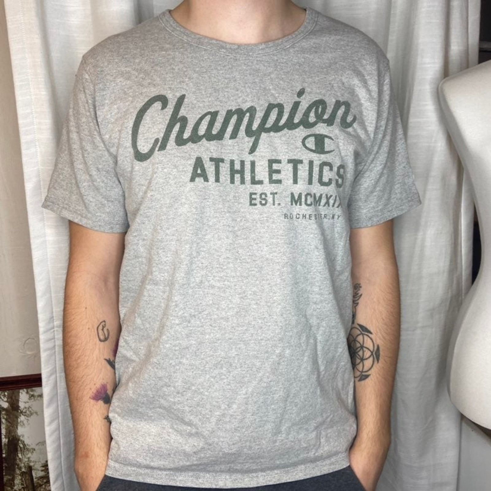 Champion Vintage Grey Reverse Weave Champion Tee Shirt (L) Size US L / EU 52-54 / 3 - 2 Thumbnail