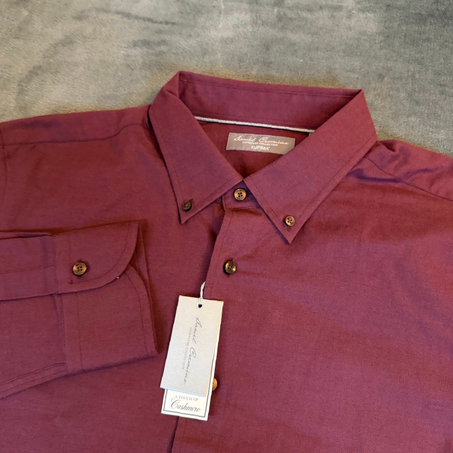 Cremieux Daniel Cremieux Supima Cotton Cashmere Shirt Mens XL Burgundy Long Sleeve NWT Size US XL / EU 56 / 4 - 2 Thumbnail