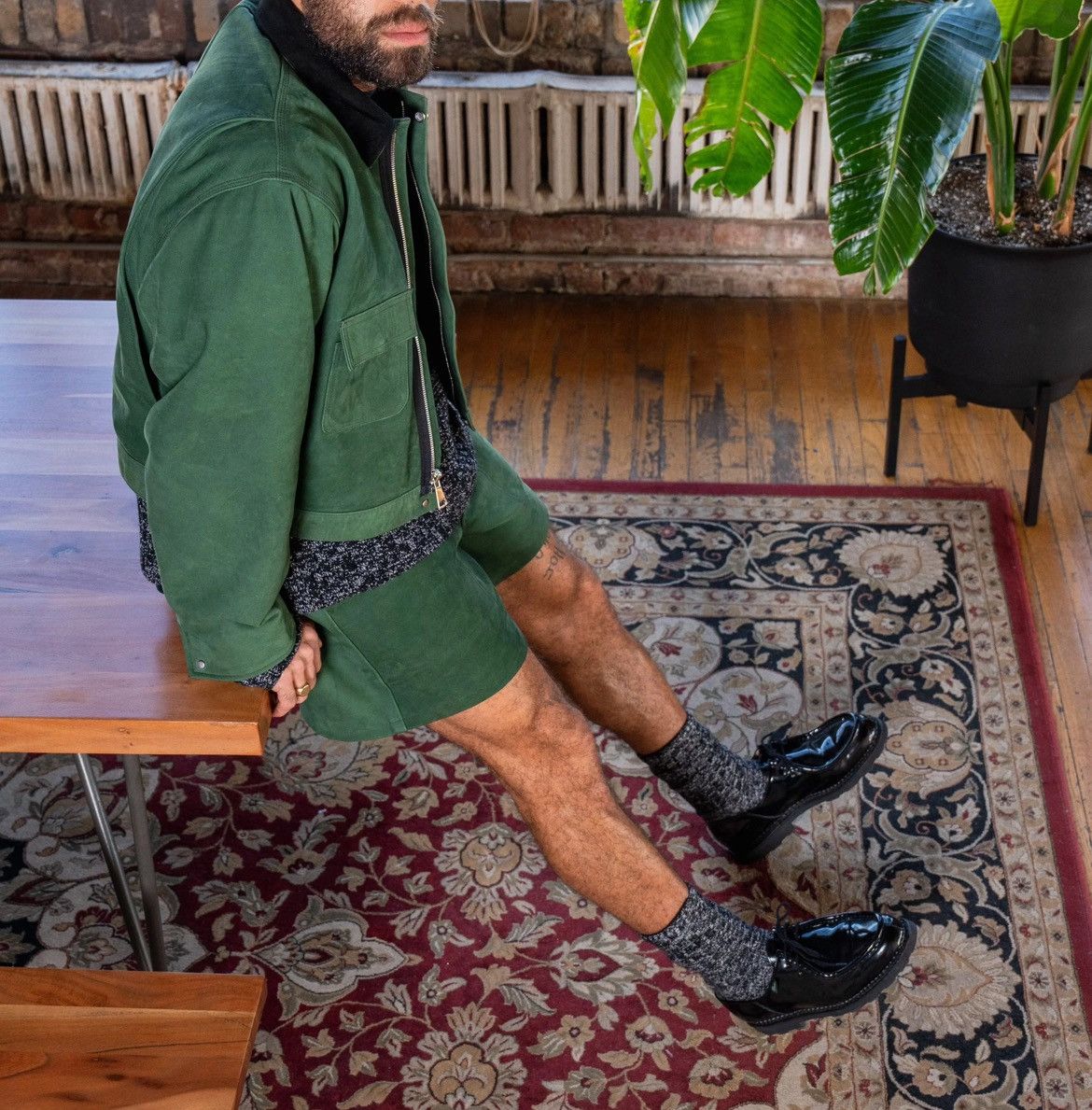 Other Diallo / Boxy Crop Suede Jacket / Green / Small Size US S / EU 44-46 / 1 - 4 Thumbnail