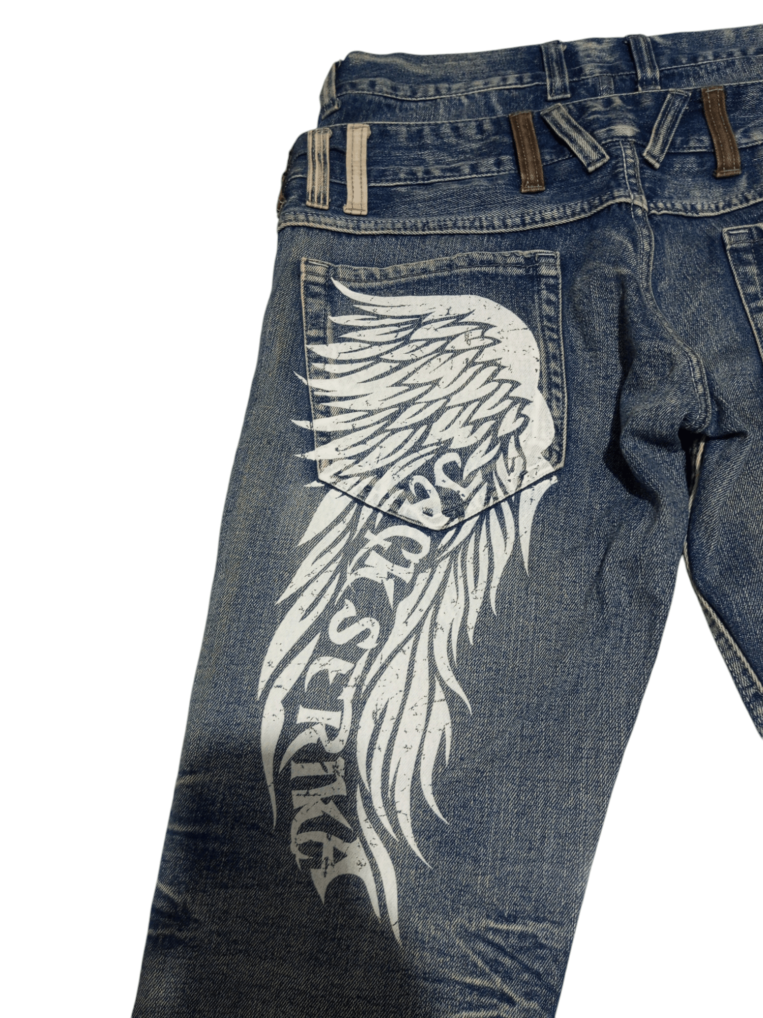 Japanese Brand Vintage Jack Serika double waist wings flare jeans Size US 32 / EU 48 - 2 Thumbnail