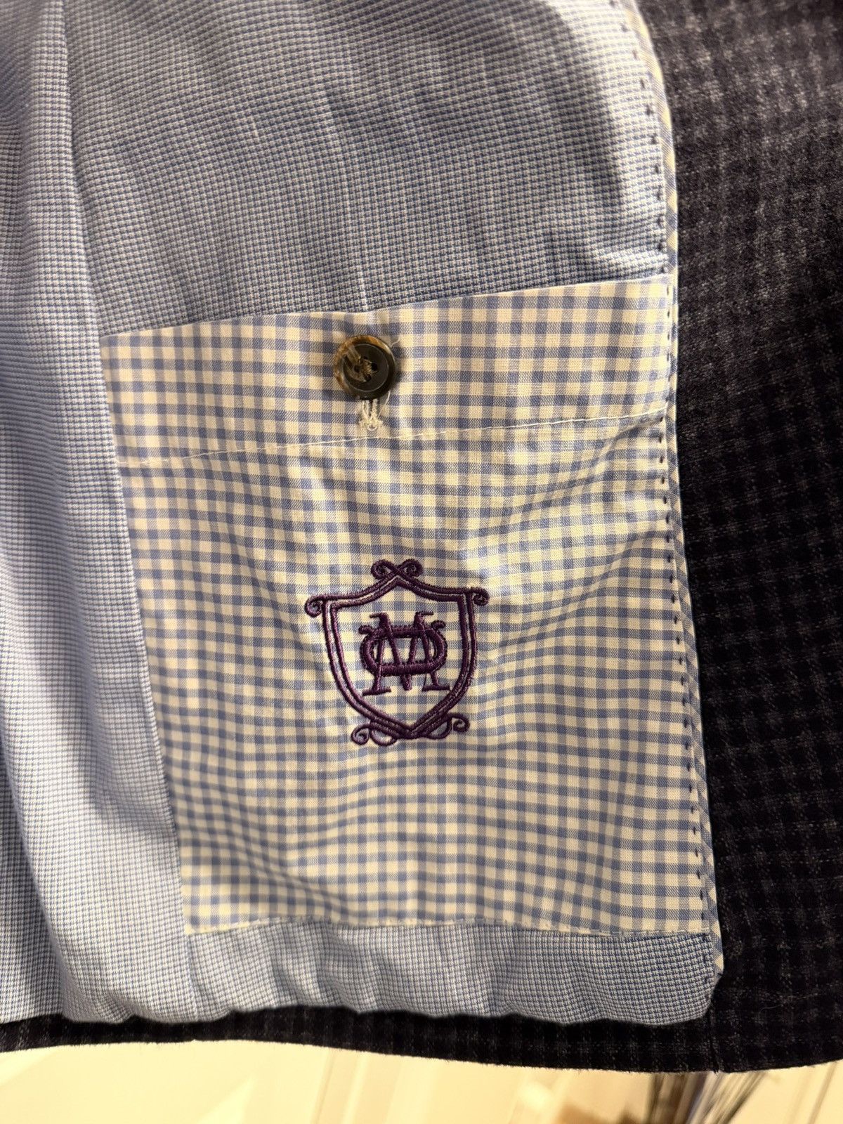 Massimo Dutti Massimo Dutti Navy Check Blazer – Tailored Fit Size 44R - 2 Thumbnail