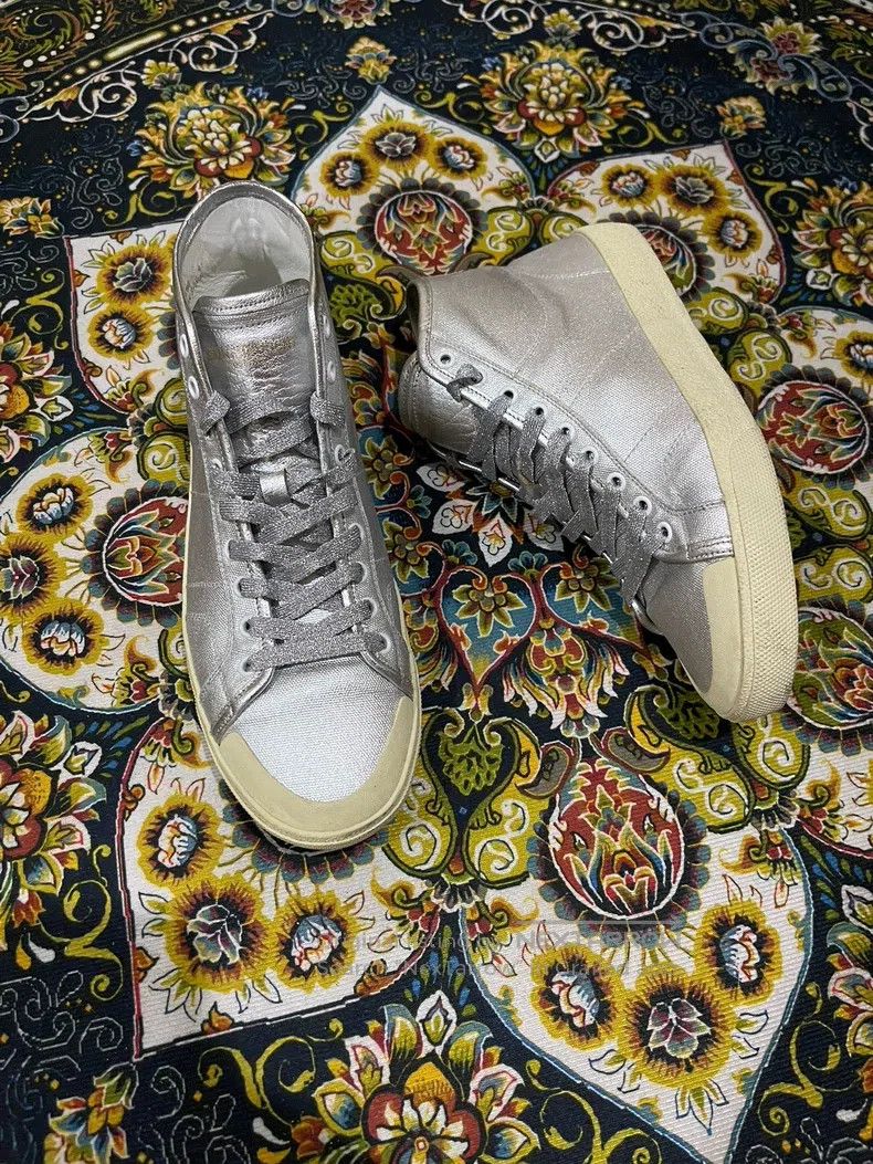 Saint Laurent Paris Saint Laurent Paris Nurburgring Silver High-Top Sneakers Size US 8 / EU 41 - 1 Thumbnail