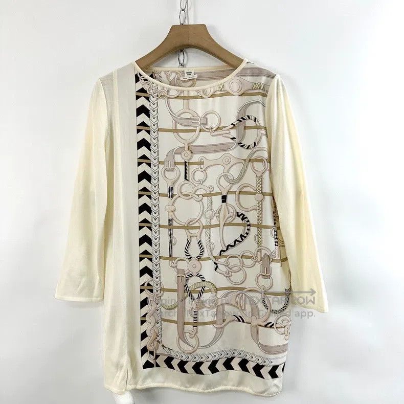Hermes Hermes White and beige patchwork mid-sleeve for ladies Size XS / US 0-2 / IT 36-38 - 1 Thumbnail