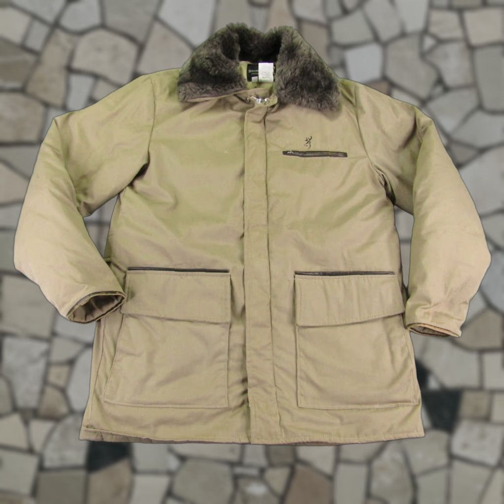 Vintage VINTAGE Browning Jacket Mens 38 Beige Tan Goose Down Faux Fur Trim Parka Coat Jacket Size US XXS / EU 40 - 1 Thumbnail