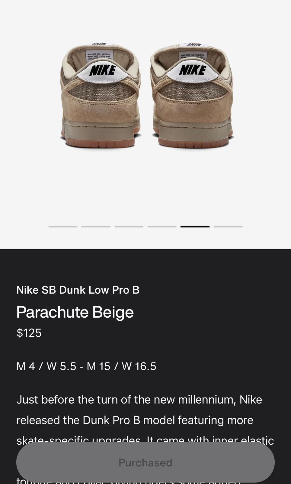 Nike SB Nike SB Dunk Low Pro B Parachute Beige Size US 11.5 / EU 44-45 - 15 Thumbnail
