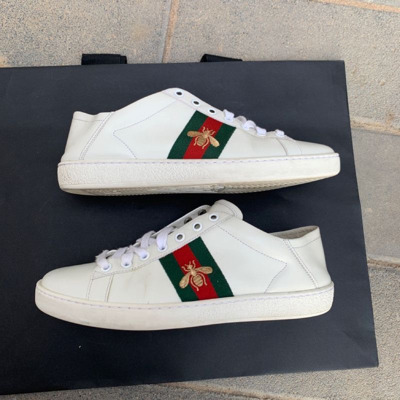 Gucci Gucci Ace Leather Bee Sneakers for Men - Size US 6.5 / EU 39-40 - 3 Thumbnail