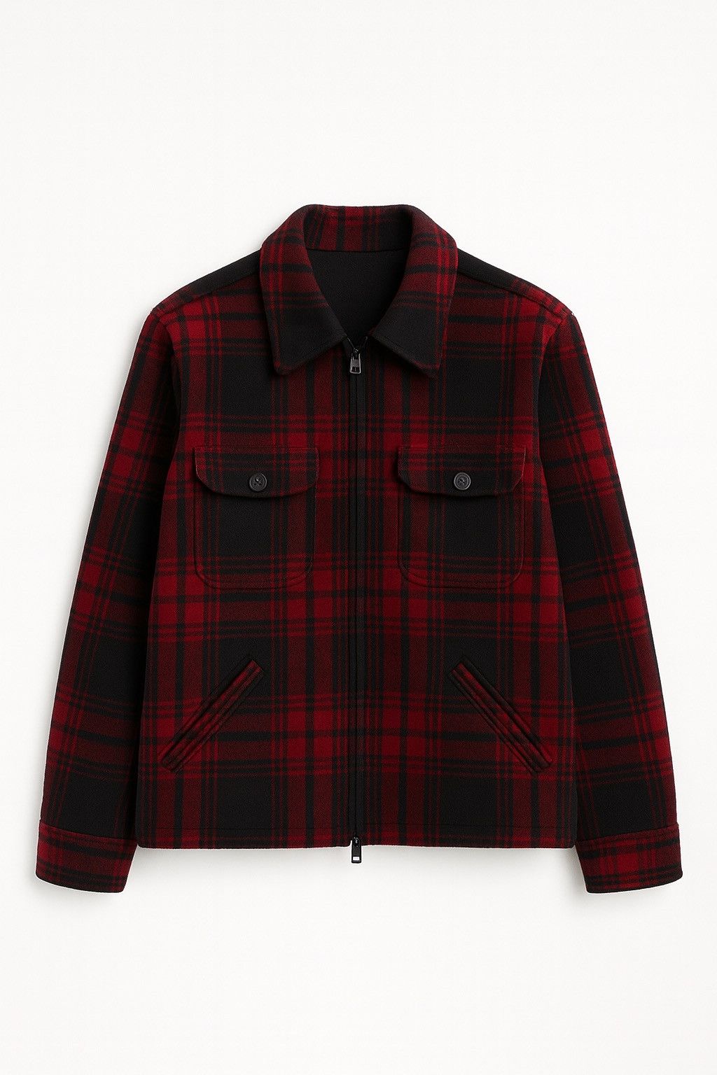 Japanese Brand Back Number Red Black Wool Plaid Jacket – Military Inspired Size US L / EU 52-54 / 3 - 1 Thumbnail
