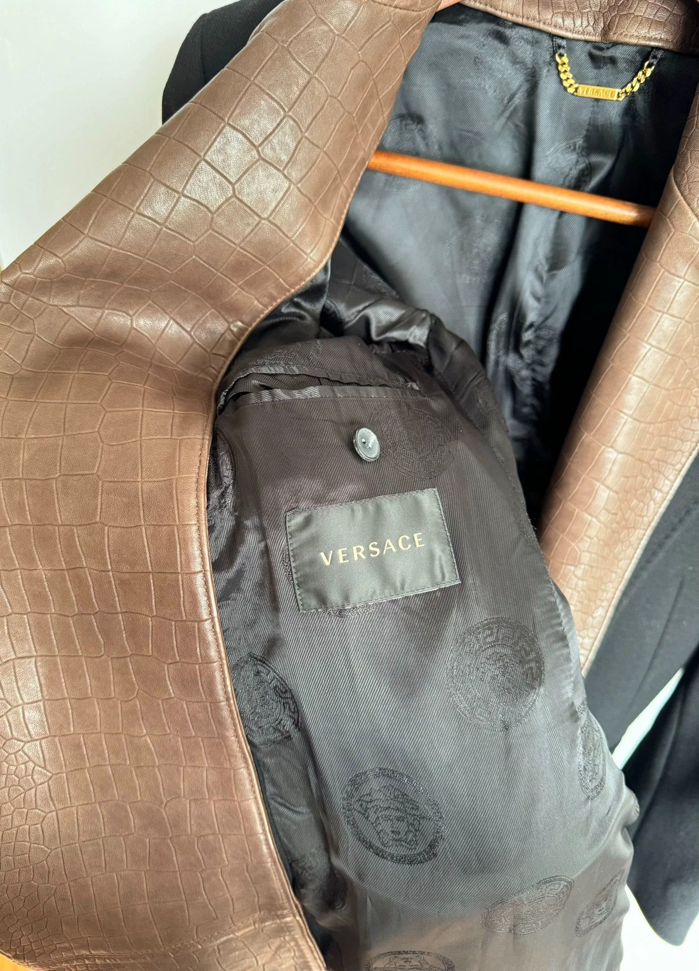 Versace Versace Double Layer Leather Wool Coat - Rare Runway Piece Size US M / EU 48-50 / 2 - 8 Thumbnail