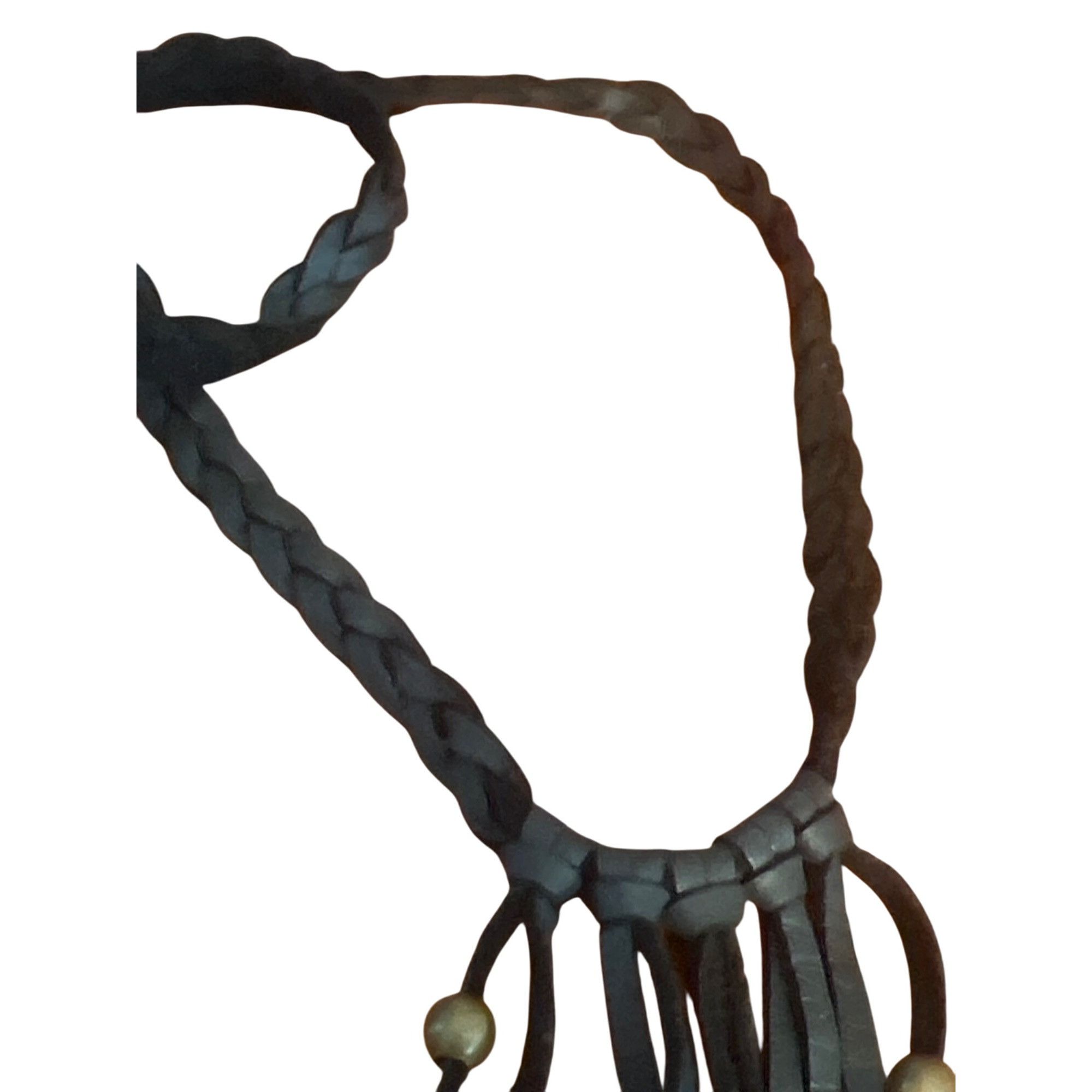 Other Marfa Black Braided Leather Choker Collar Necklace Fringe Be Size ONE SIZE - 3 Thumbnail