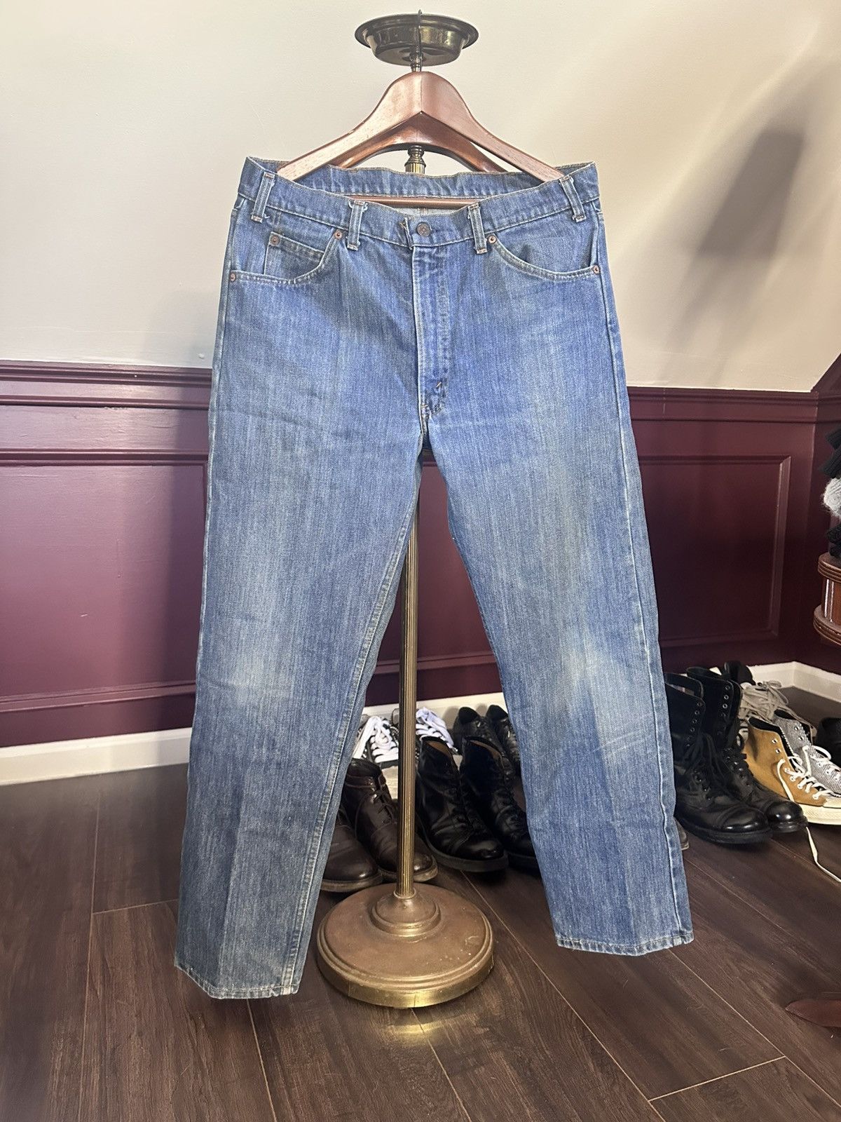Levi's Vintage Clothing Levi’s vintage MiUSA Talon zipper orange tan straight jeans Size US 35 - 1 Thumbnail