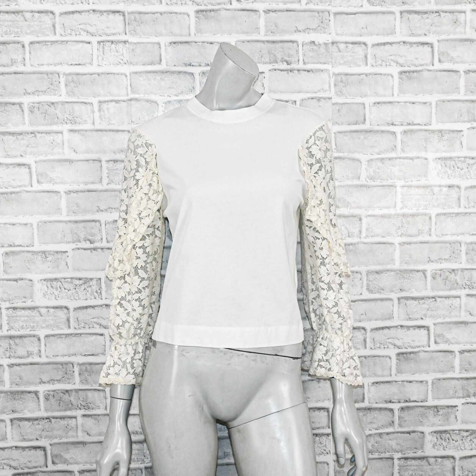 See by Chloe SEE by Chloe ruffle Lace Sleeves Crew top in Naturel White Size XS / US 0-2 / IT 36-38 - 2 Thumbnail