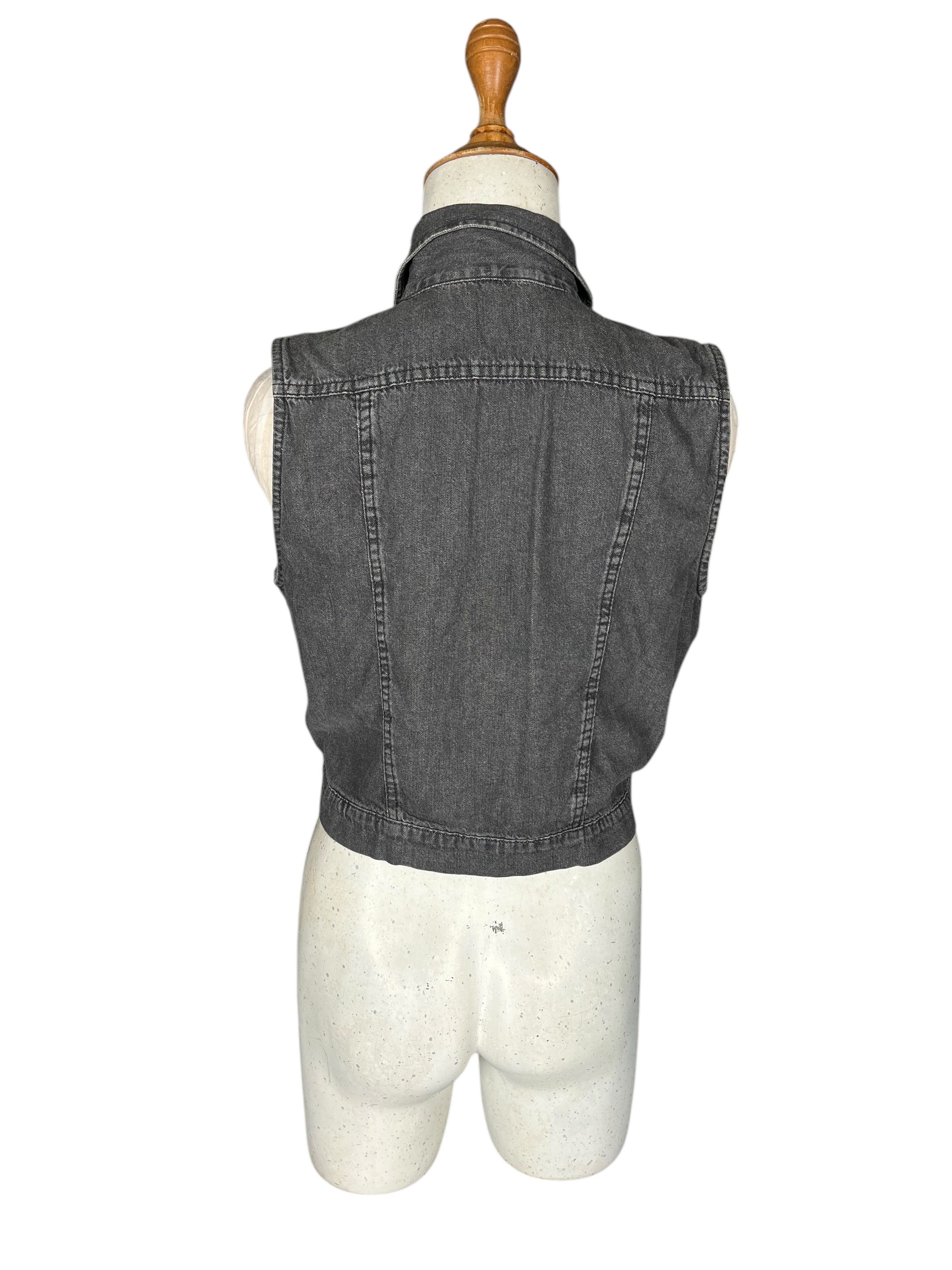 United Colors Of Benetton Vtg 90s Punk Benetton Jacket Vest Denim Women Made In Italy Size S / US 4 / IT 40 - 3 Thumbnail