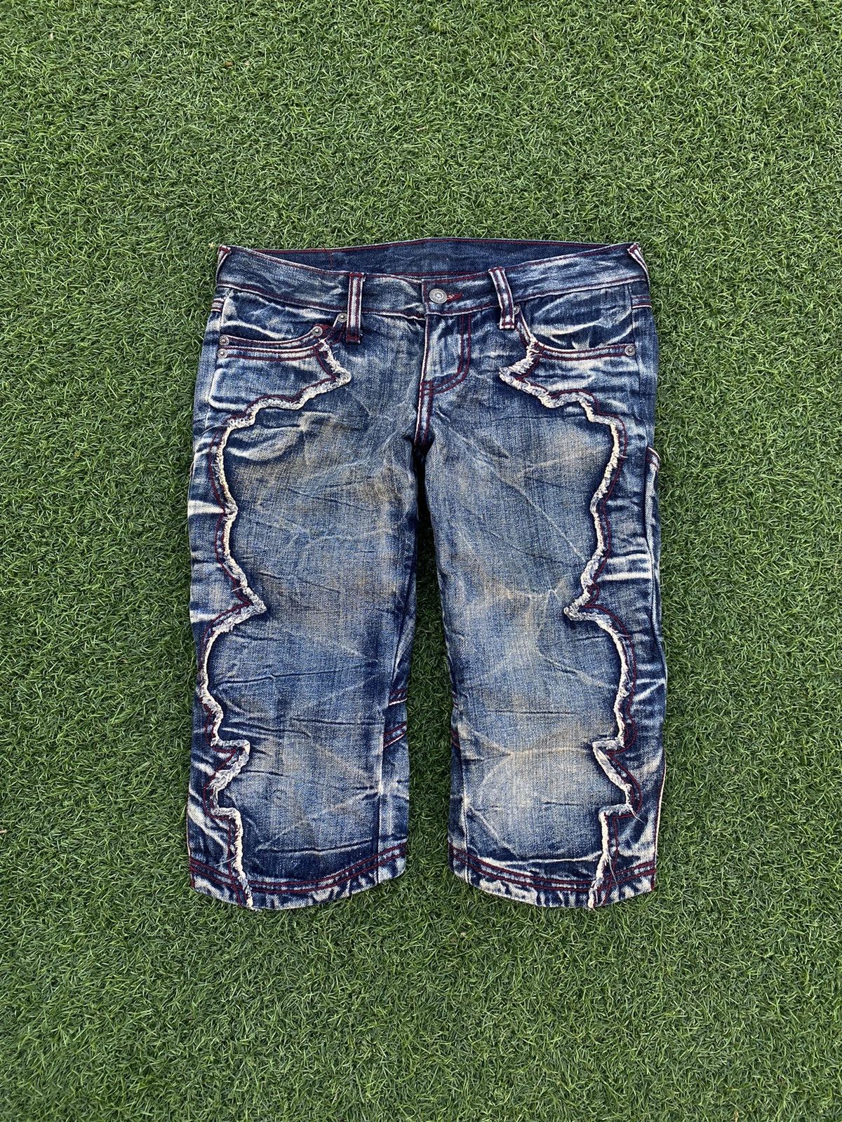 Tornado Mart TORNADO MART LACE UP DENIM SHORT PANTS 🌪️ Size US 29 - 1 Thumbnail