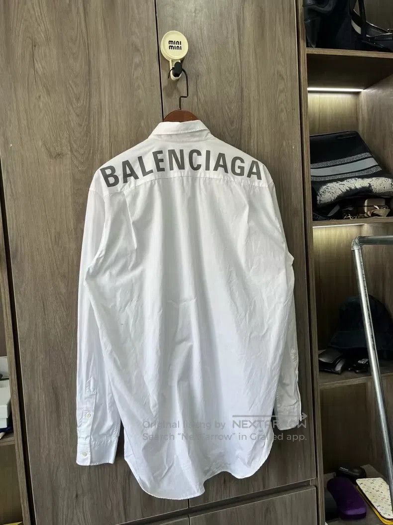 Balenciaga Balenciaga Back Grey Logo White Shirt Size XS / US 0-2 / IT 36-38 - 5 Thumbnail