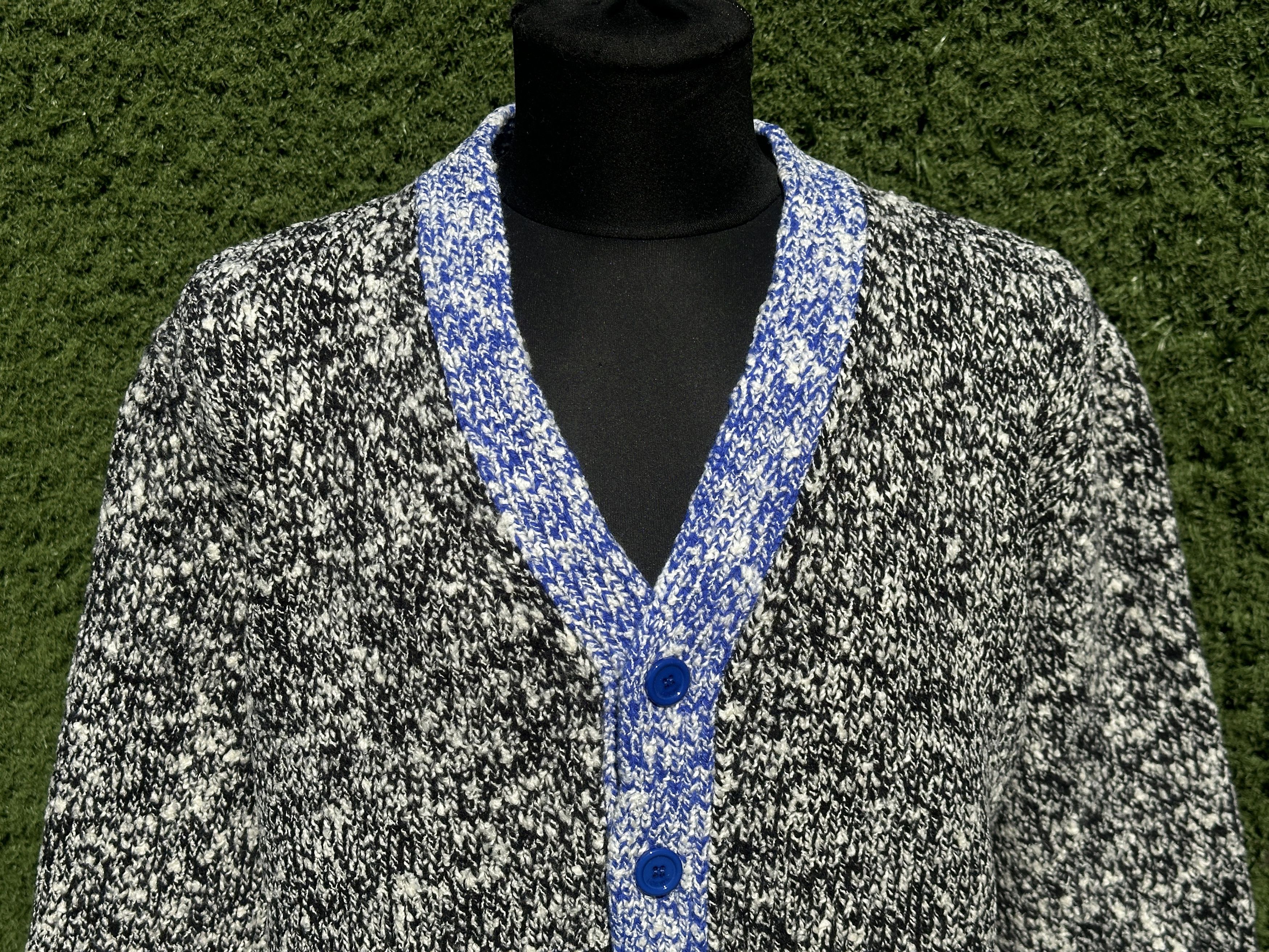 Loewe Loewe Wool Cardigan XL Blue Logo Back Knit Dropped Shoulder Size US XL / EU 56 / 4 - 7 Thumbnail