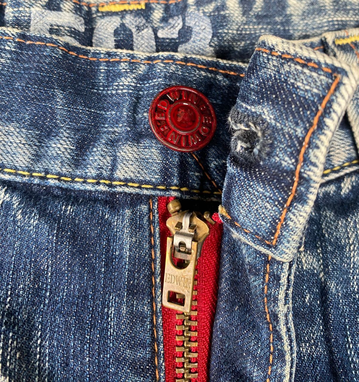 Edwin 💥FLARE💥VINTAGE EDWIN 503 BLUE DISTRESSED DENIM Denim Size US 31 - 15 Thumbnail