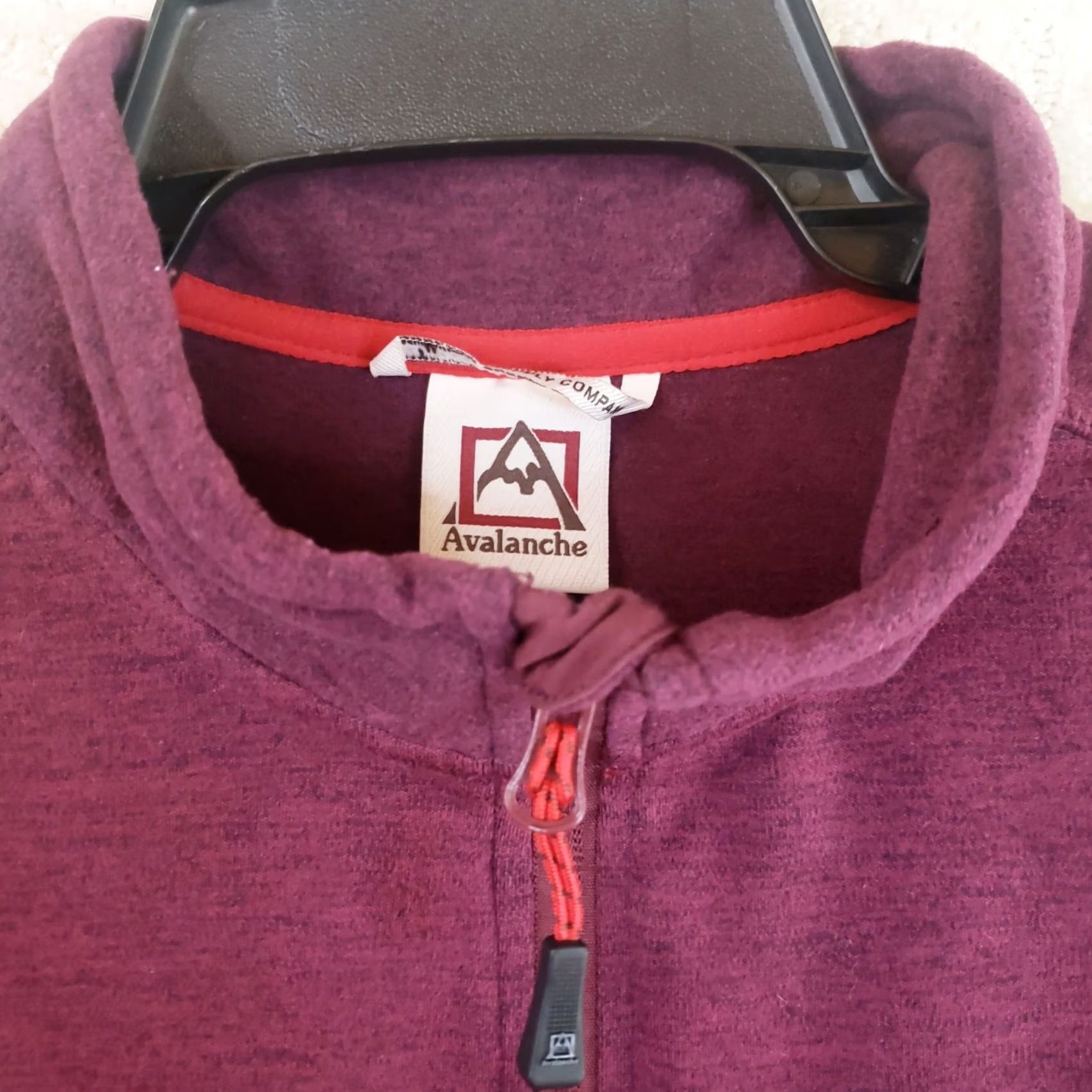 Avalanche Avalanche Men's M Maroon Full Zip Knit Fleece Jacket Stand Up Collar Logo Size US M / EU 48-50 / 2 - 4 Thumbnail
