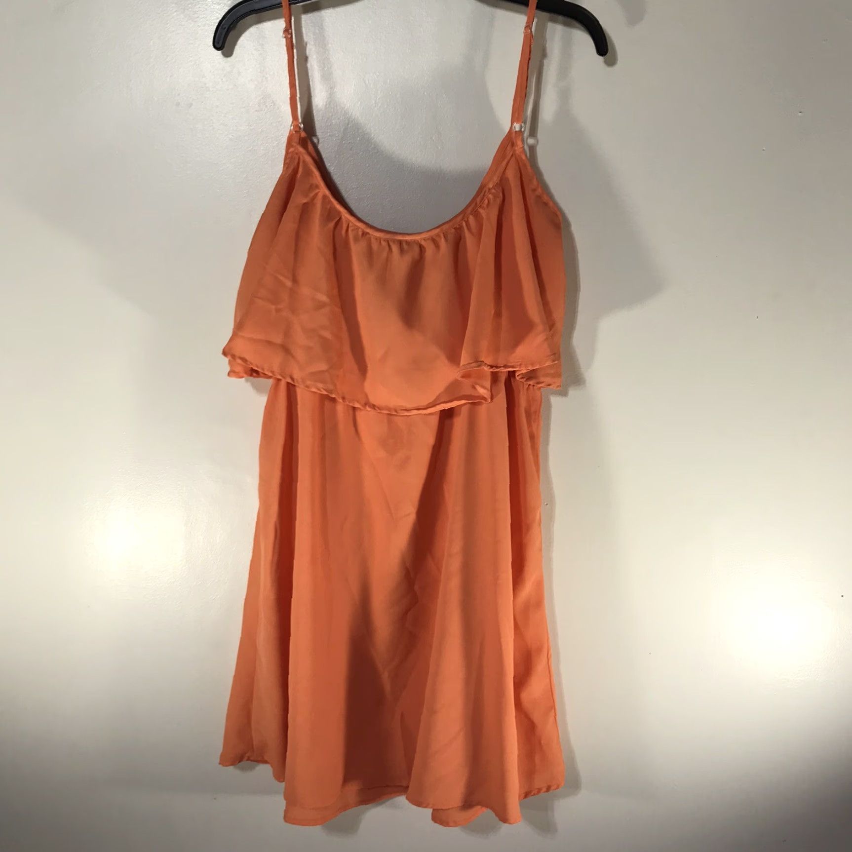 Vintage Fun & Flirt Orange Dress Women’s L Strappy Ruffle Knee Length Sundress Casual Summer Size L / US 10 / IT 46 - 2 Thumbnail