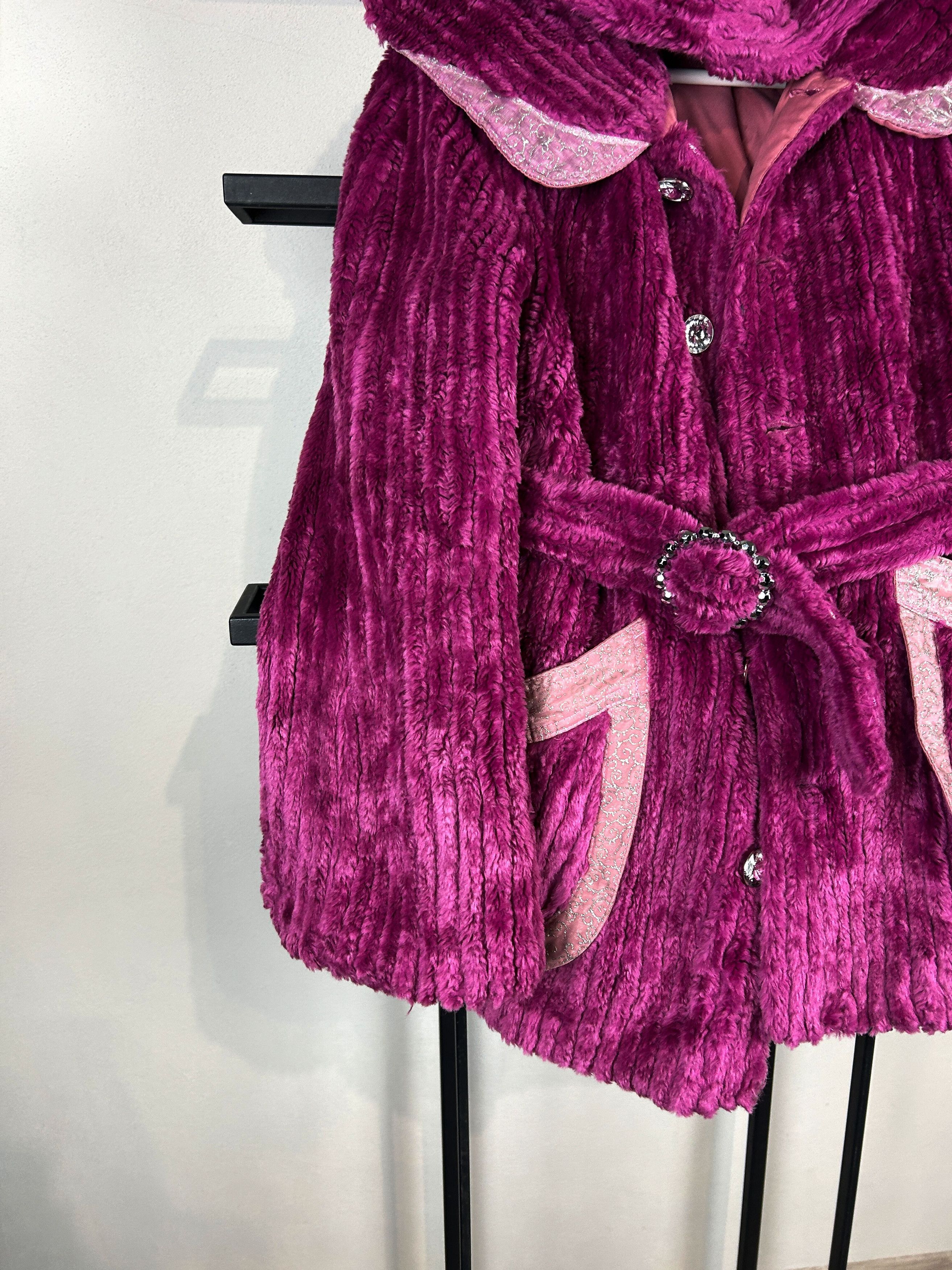 Vintage Vintage Faux Fur Hooded Coat Belted Y2K Glam Archive Style Size US S / EU 44-46 / 1 - 2 Thumbnail