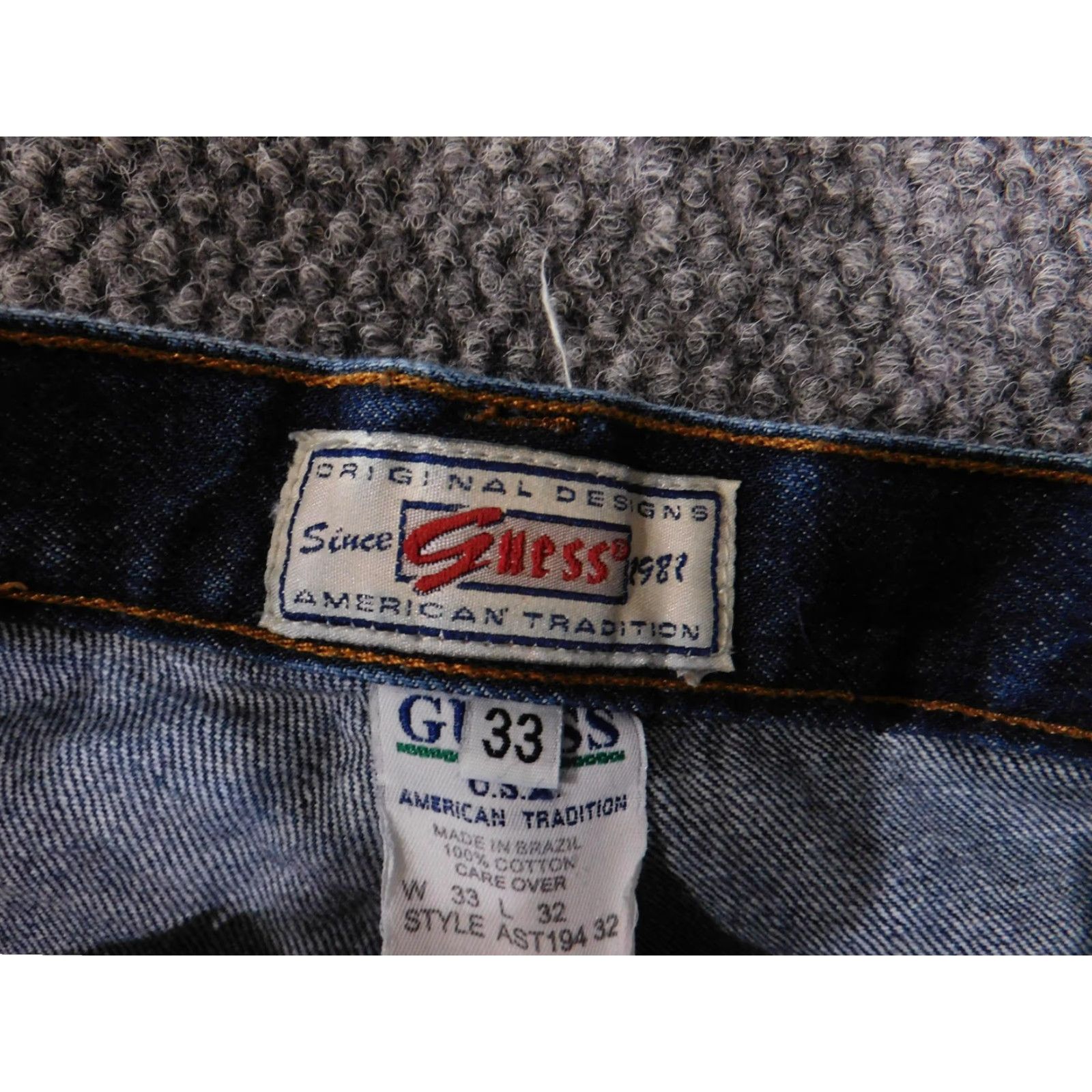 Guess GUESS Jeans Mens Carpenter Denim Workwear Blue 33x32 Pockets Relaxed Fit Size US 33 - 6 Thumbnail