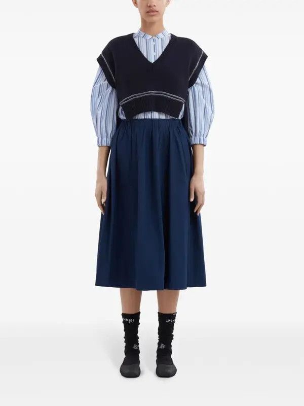 Marni o1w1db10326 A-Line Midi Skirt in Blue Size 27" / US 4 / IT 40 - 3 Thumbnail