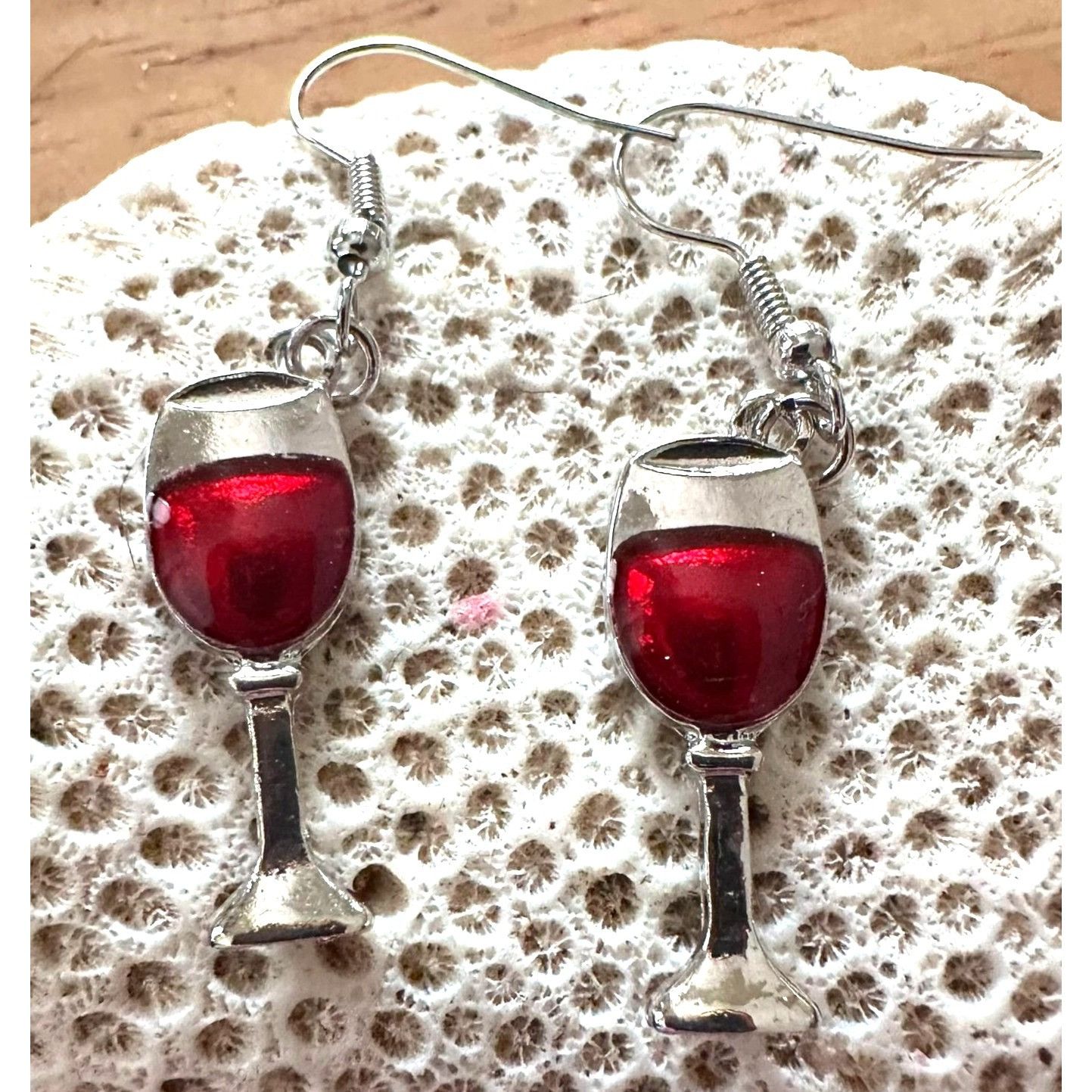 Handmade Red Wine Glass Earrings Merlot Cabernet Pinot NoirCocktails Size ONE SIZE - 1 Thumbnail