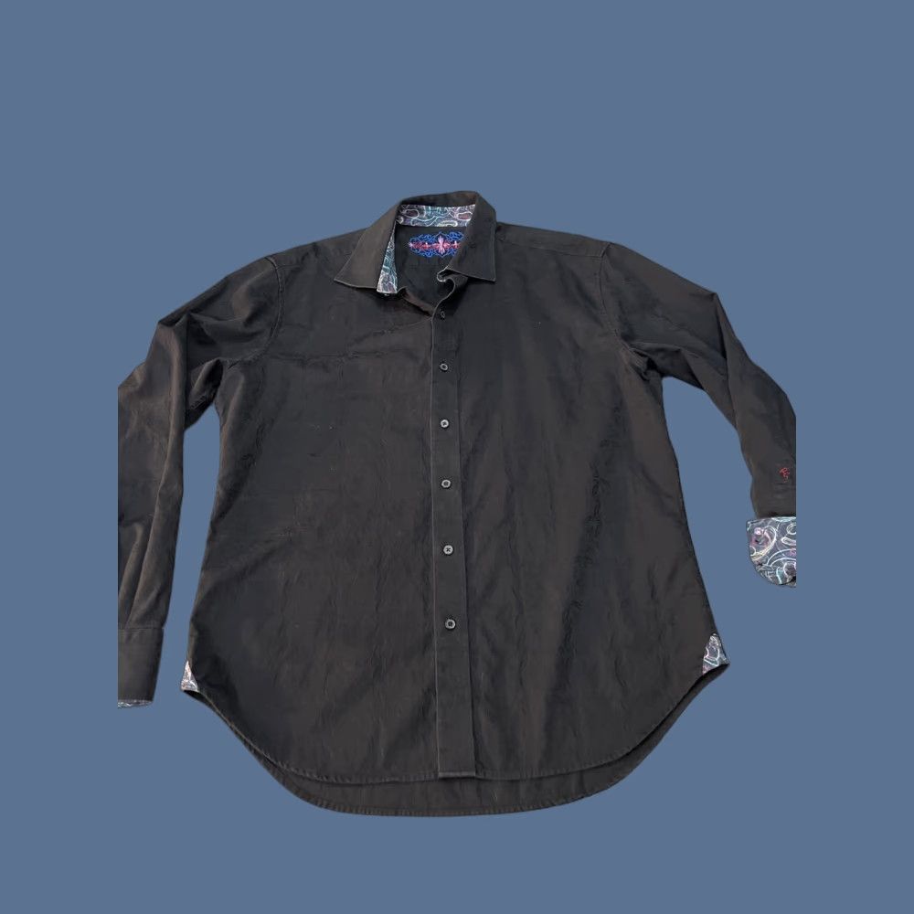 Robert Graham Robert Graham Shirt Mens XL Button-Down Paisley Black Texture Size US XL / EU 56 / 4 - 1 Thumbnail