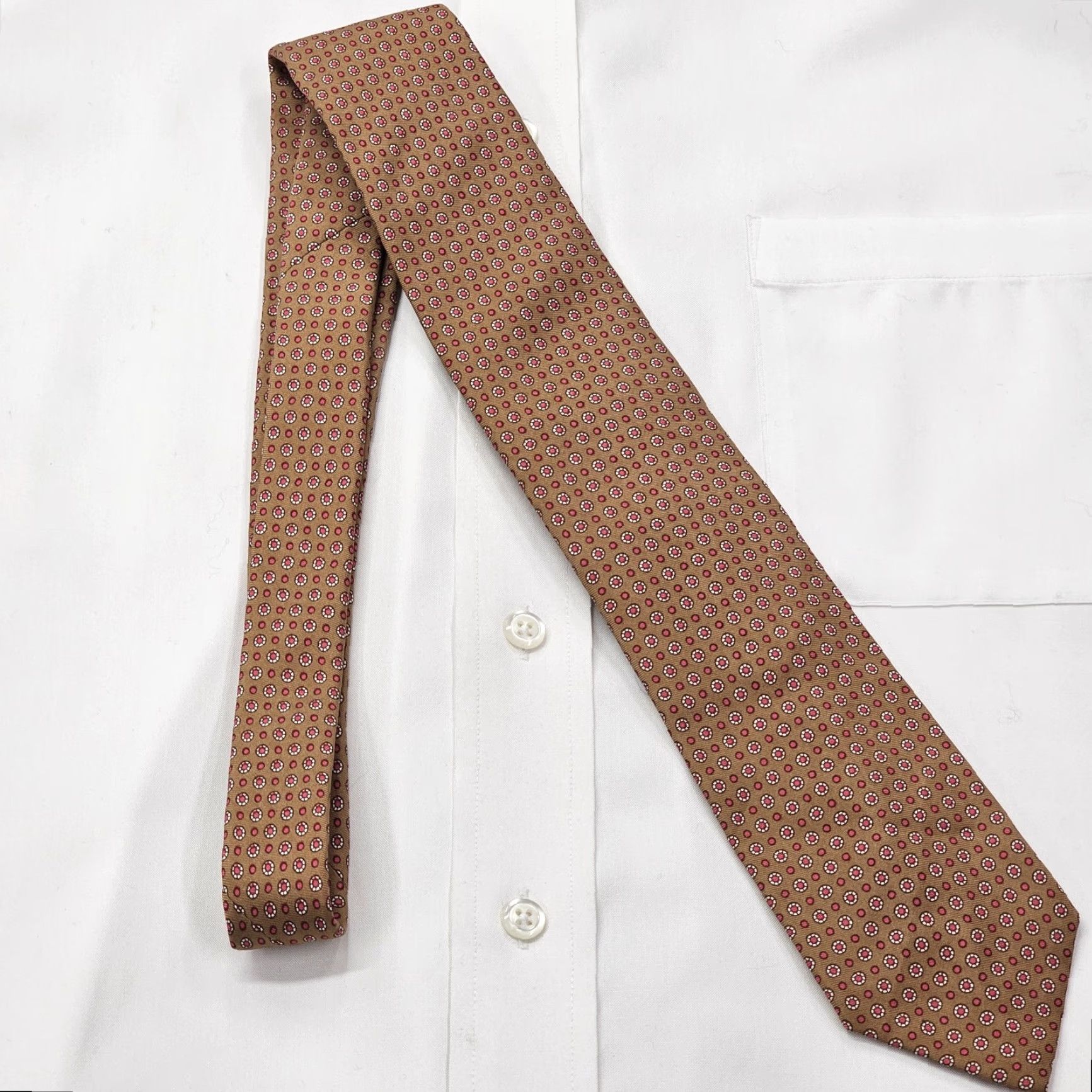 Polo Ralph Lauren VINTAGE Polo Ralph Lauren Necktie Mens Copper Geometric Red Polk Dots Silk Tie Size US M / EU 48-50 / 2 - 3 Thumbnail