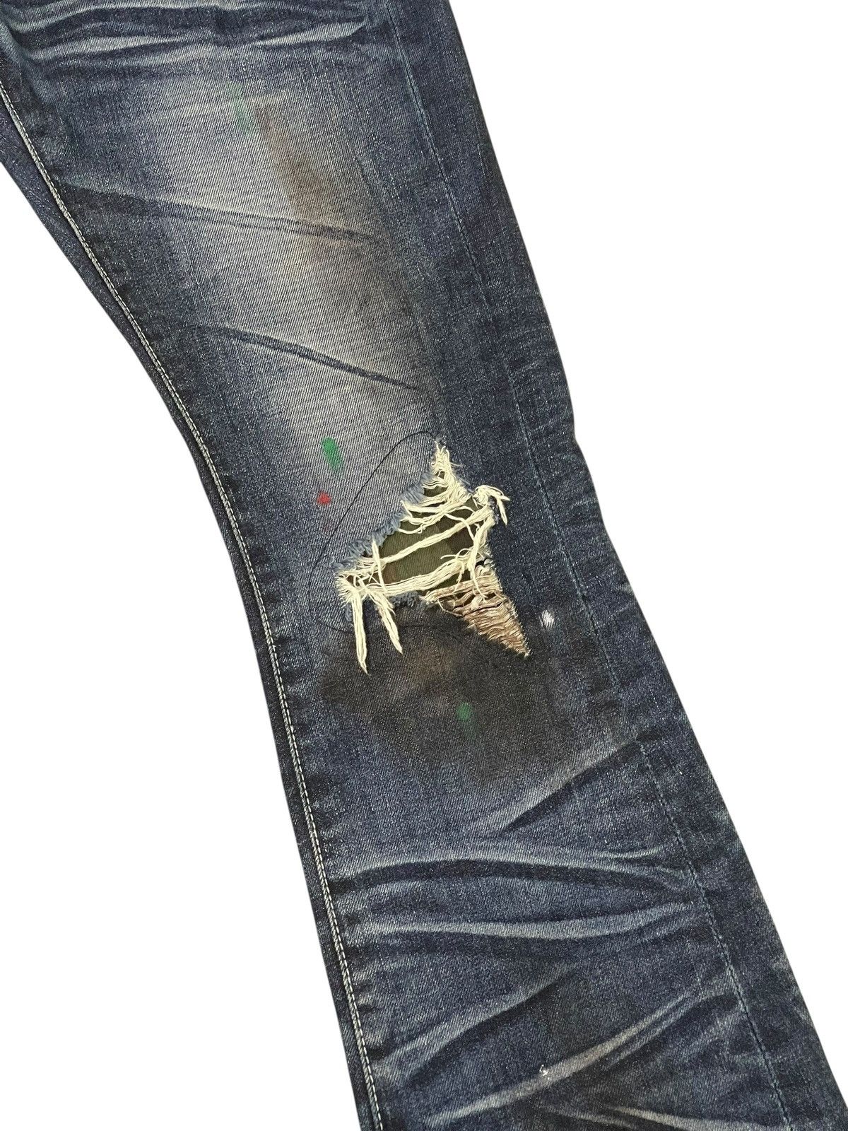 Japanese Brand Flare Jeans CavariA Honeycomb Distress Low Rise ERD 2🟦6 Size US 30 / EU 46 - 7 Thumbnail