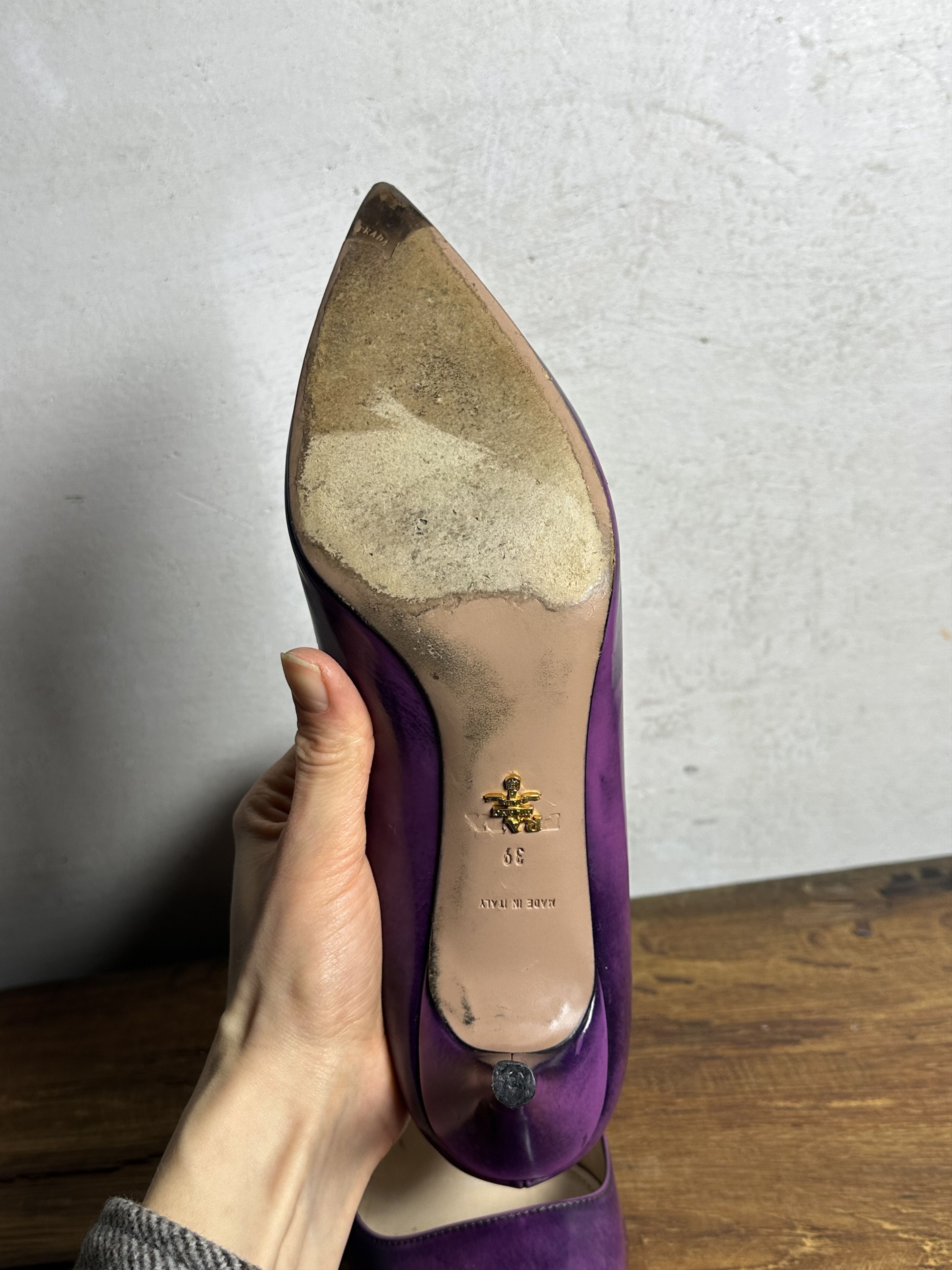 Prada Prada Kitten Heel Eggplant Patent Leather Shoes Size US 9 / IT 39 - 16 Thumbnail