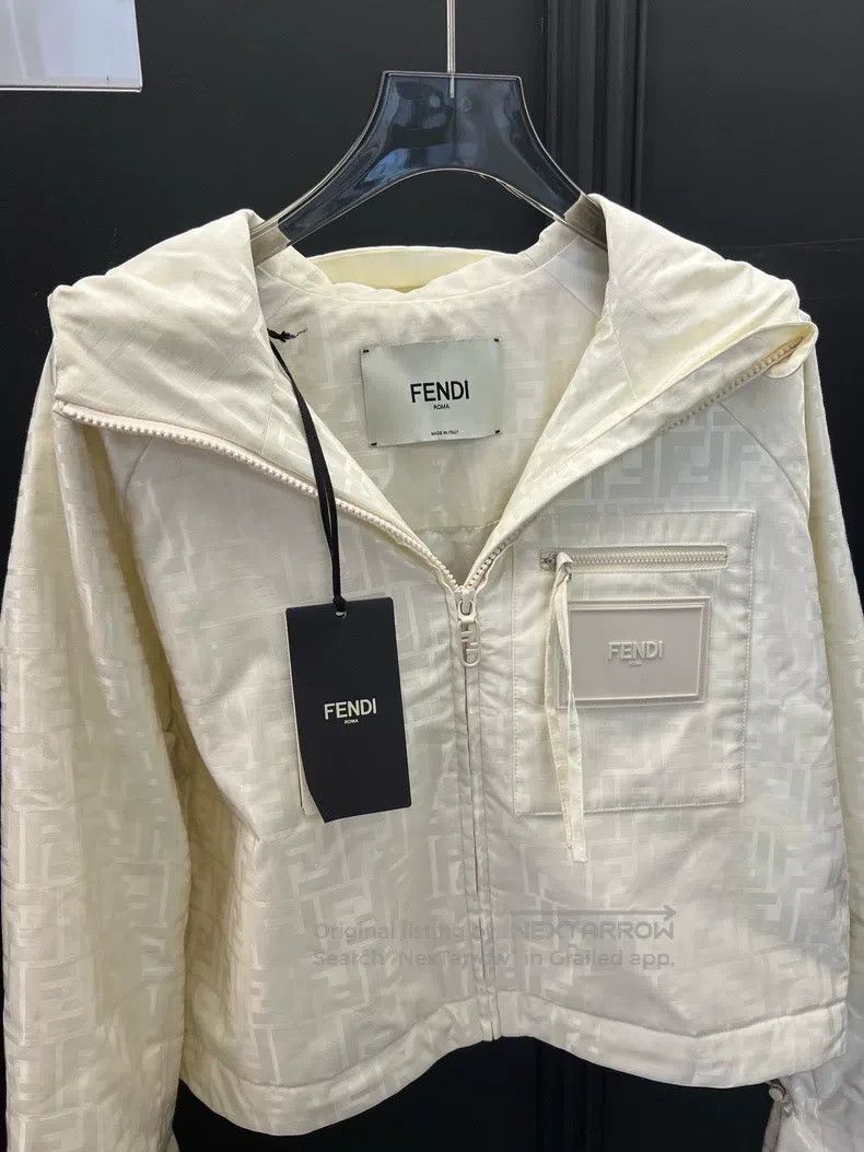 Fendi Fendi FW23 Logo Letter Full Print Hooded Zipper Jacket Wom Size S / US 4 / IT 40 - 2 Thumbnail