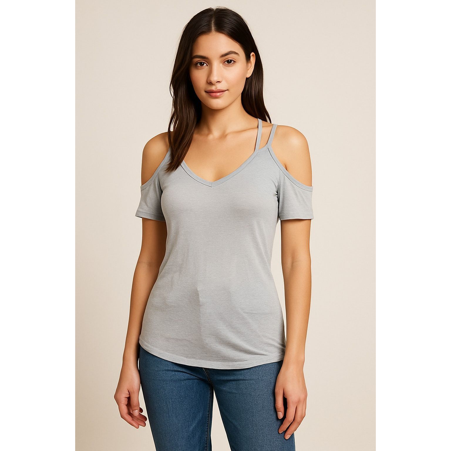 Other Y2K Gray Strappy Cold Shoulder Top American Dream Medium Size M / US 6-8 / IT 42-44 - 1 Thumbnail
