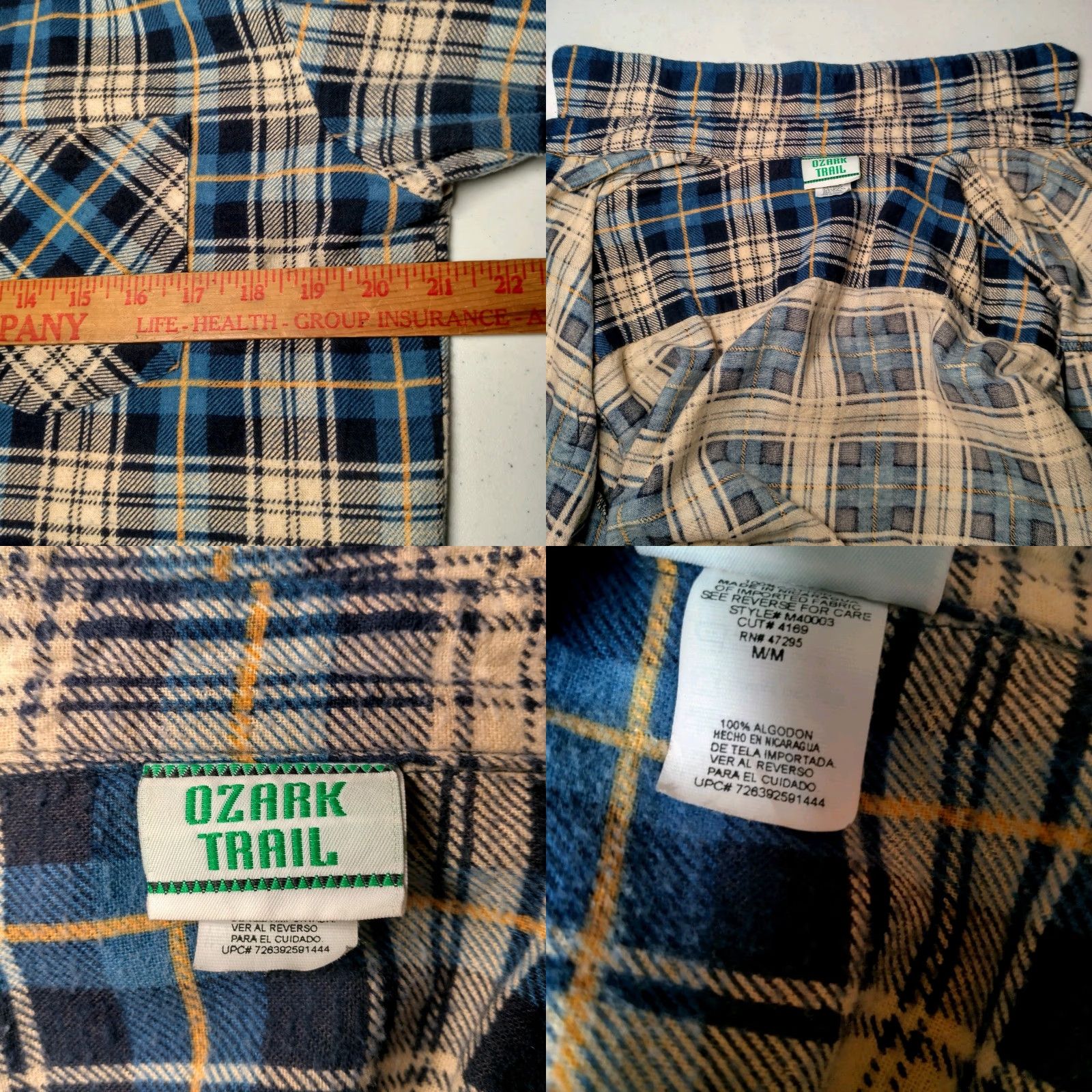 Vintage VINTAGE Ozark Trail Shirt Men M Blue Yellow Plaid Flannel Button-Up Long Sleeve Workwear Grunge 90s style Mens Size US M / EU 48-50 / 2 - 8 Thumbnail