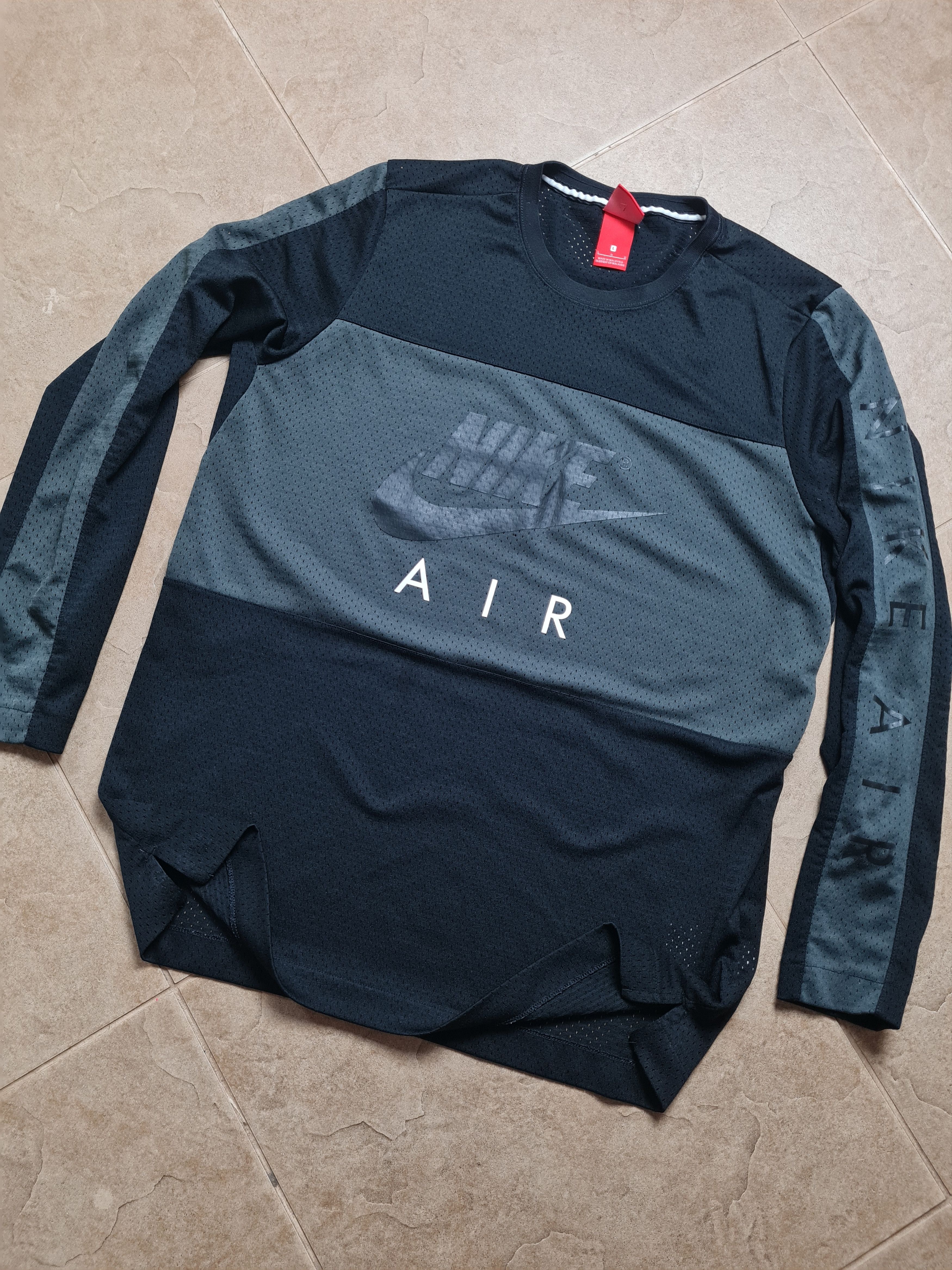 Nike Nike Air Long Sleeve Crew Mesh Shirt Max Black Grey T-shirt Size US L / EU 52-54 / 3 - 15 Thumbnail