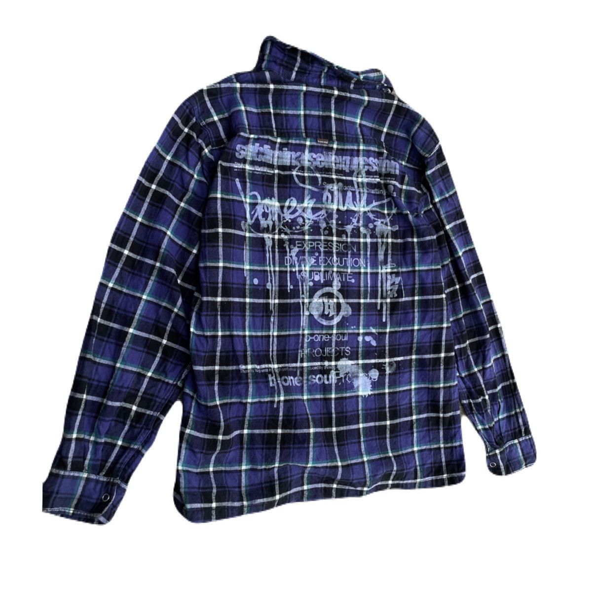 If Six Was Nine 2000s Japanese archive Poem Grafitti Plaid Shirts Vkei Y2K Size US M / EU 48-50 / 2 - 3 Thumbnail