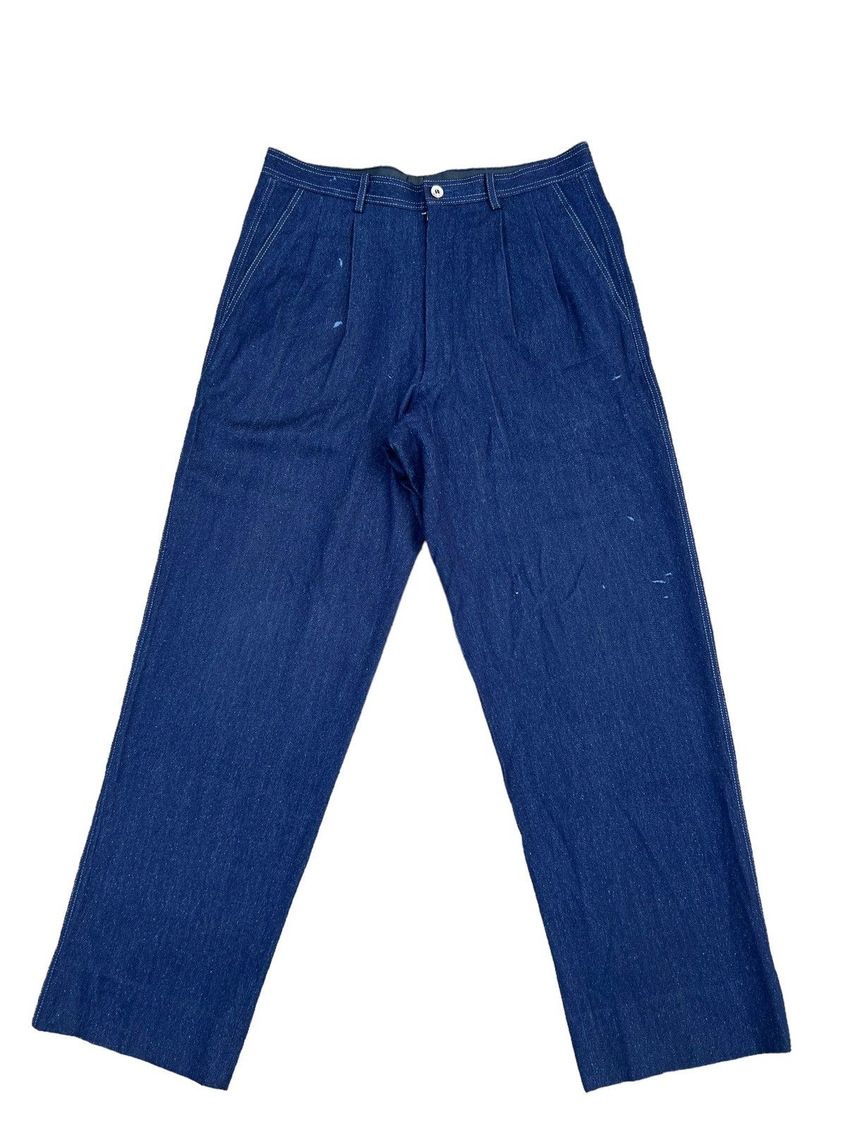 Celine Vintage 90s Celine Paris Distressed Wool Silk Trouser Pant Size US 32 / EU 48 - 1 Thumbnail