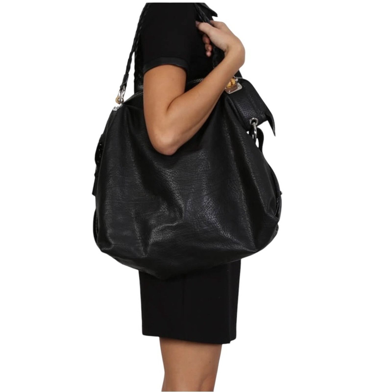 Gucci Gucci Black Calfskin Pebbled Leather Bamboo Bar Shoulder Bag Size ONE SIZE - 2 Thumbnail