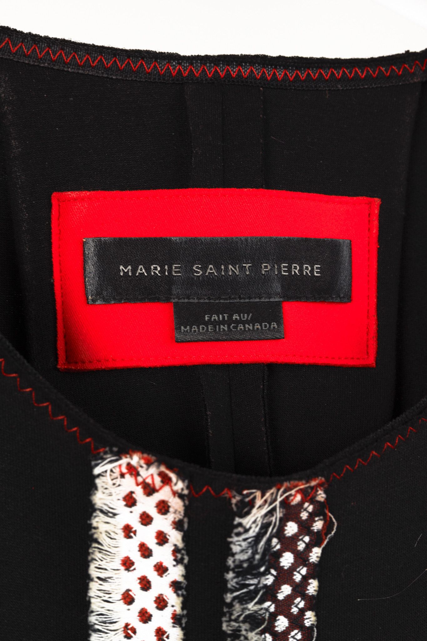 Marie Saint Pierre Marie Saint Pierre Black Neoprene Red-Trim Mini Shift Dress Size L / US 10 / IT 46 - 4 Thumbnail