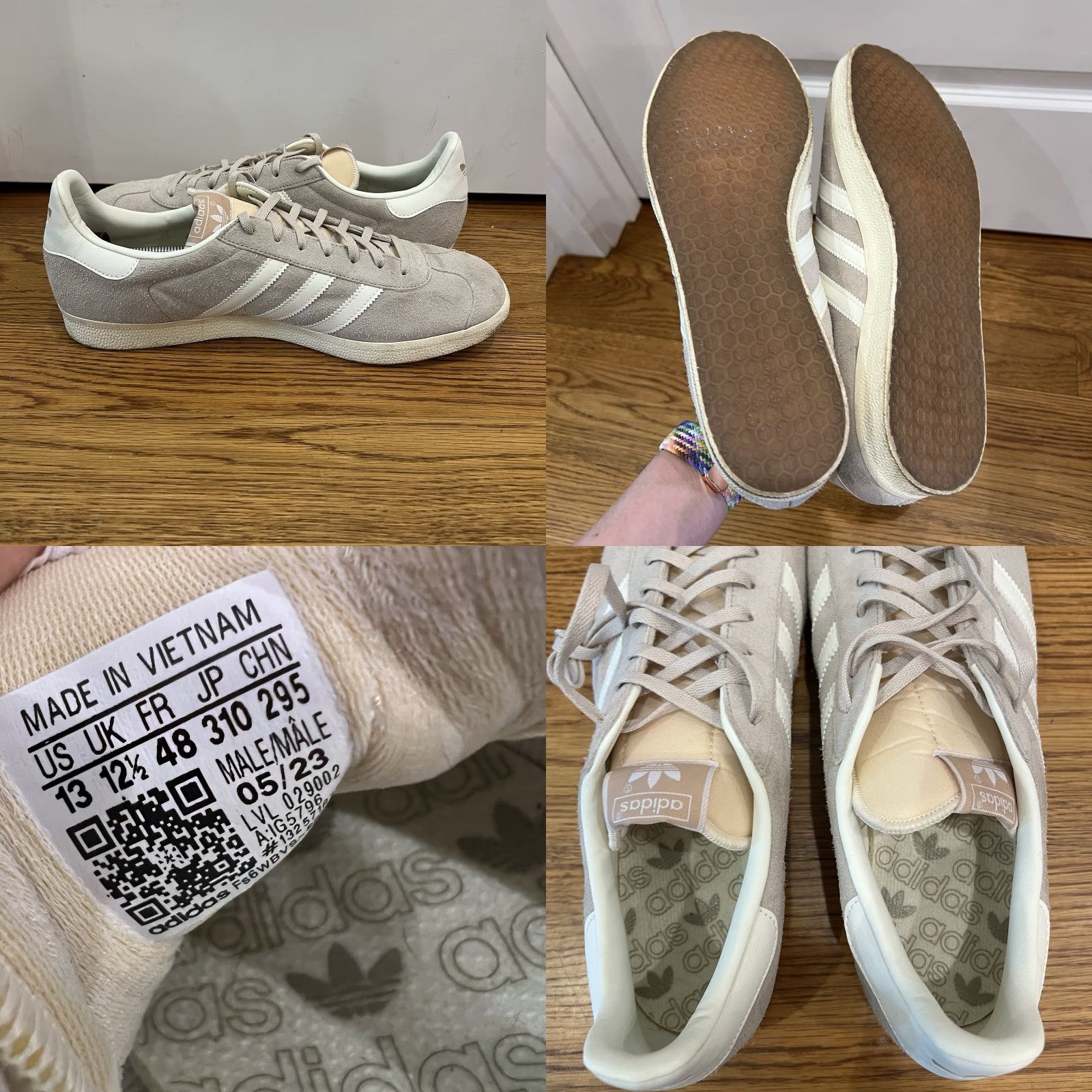 Adidas VINTAGE Adidas Gazelle Sneakers Men Size 13 Off-White Wonder Beige Casual Shoes 2023 Size US 13 / EU 46 - 8 Thumbnail