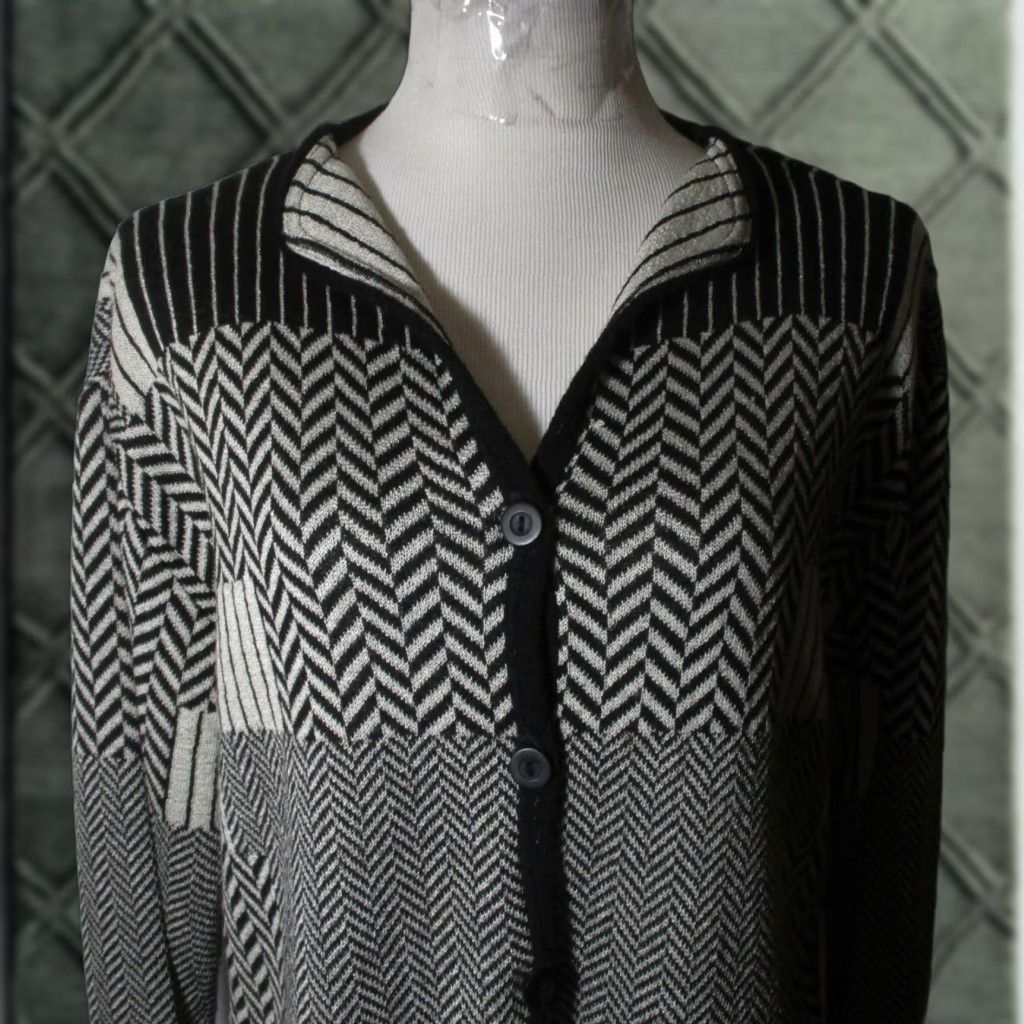 Vintage RONI Bis Cardigan Gray Black Sweater Size S/M Size S / US 4 / IT 40 - 1 Thumbnail