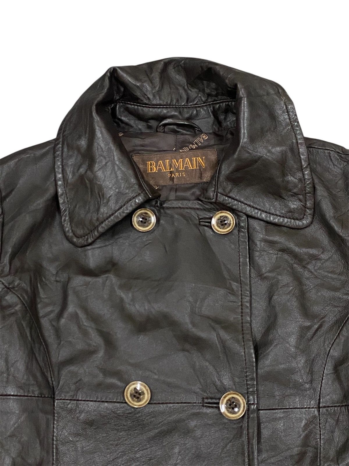 Vintage Balmain Paris Leather Jacket Double Breasted