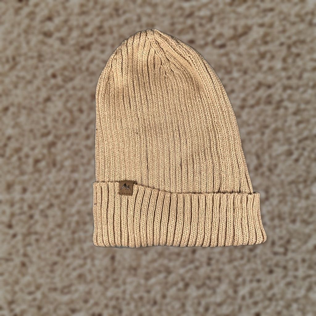 George George Beanie Toque Adult One Size Beige Ribbed Knit 100% Polyester Lined Shirt Mens Hat Beanie Beige Outdoor Ski Logo 90s (if applicable) Size ONE SIZE - 1 Thumbnail