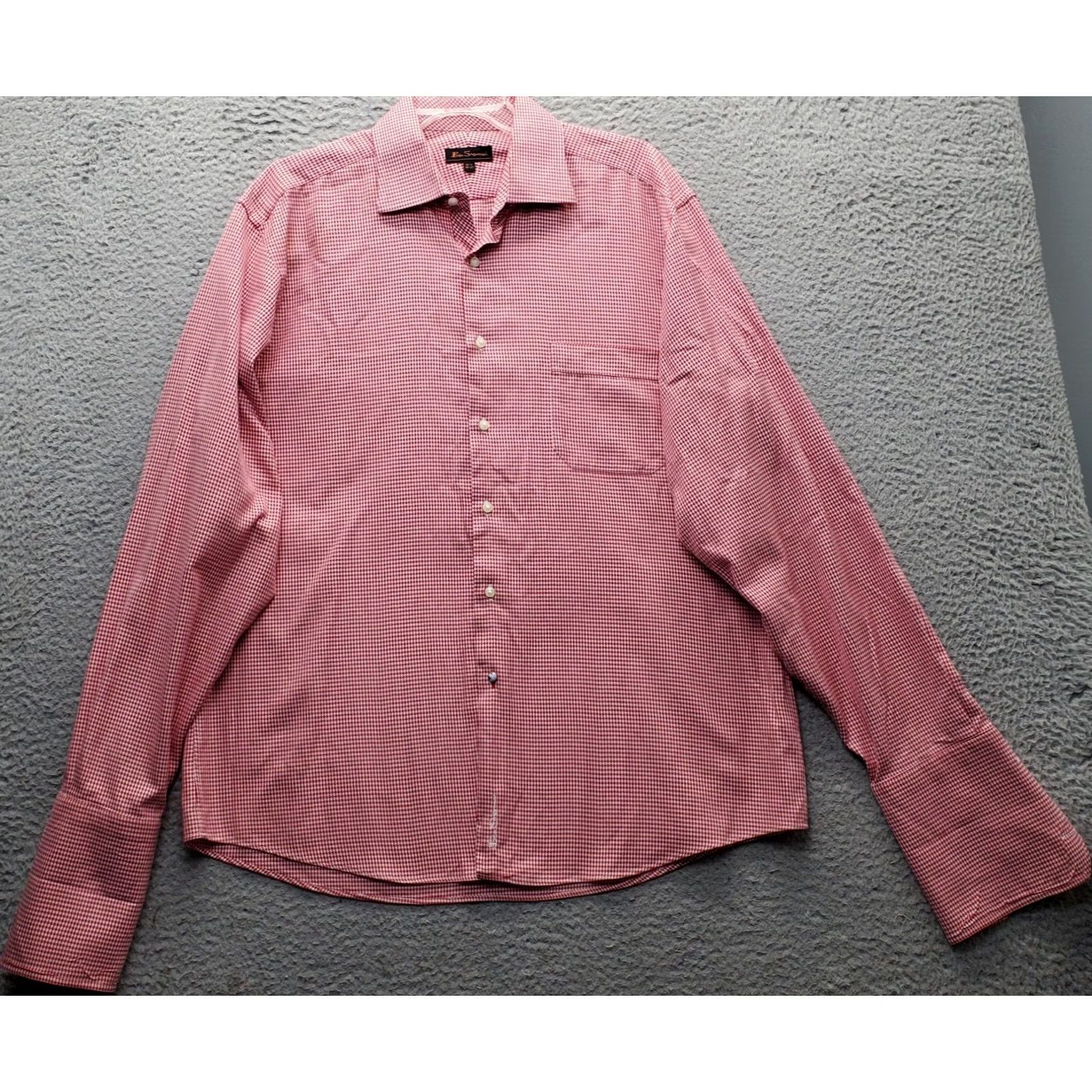 Ben Sherman Ben Sherman Mens Dress Shirt 16.5 Houndstooth Multicolor Long Sleeve Button Up Size 46R - 2 Thumbnail